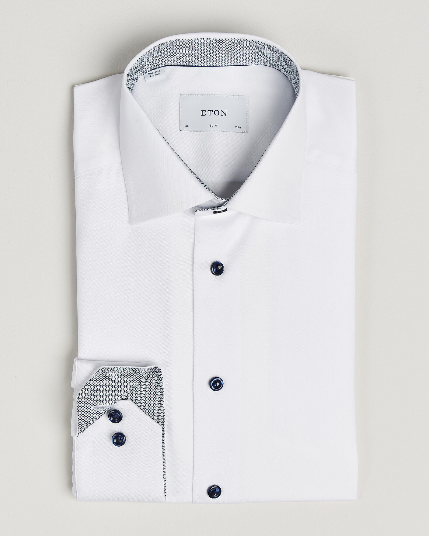 Herr | Skjortor | Eton | Slim Fit Signature Twill Contrast Shirt White
