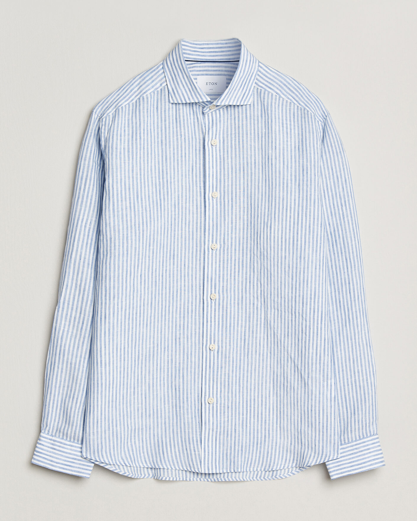 Herr | Skjortor | Eton | Casual Fit Striped Linen Shirt Light Blue