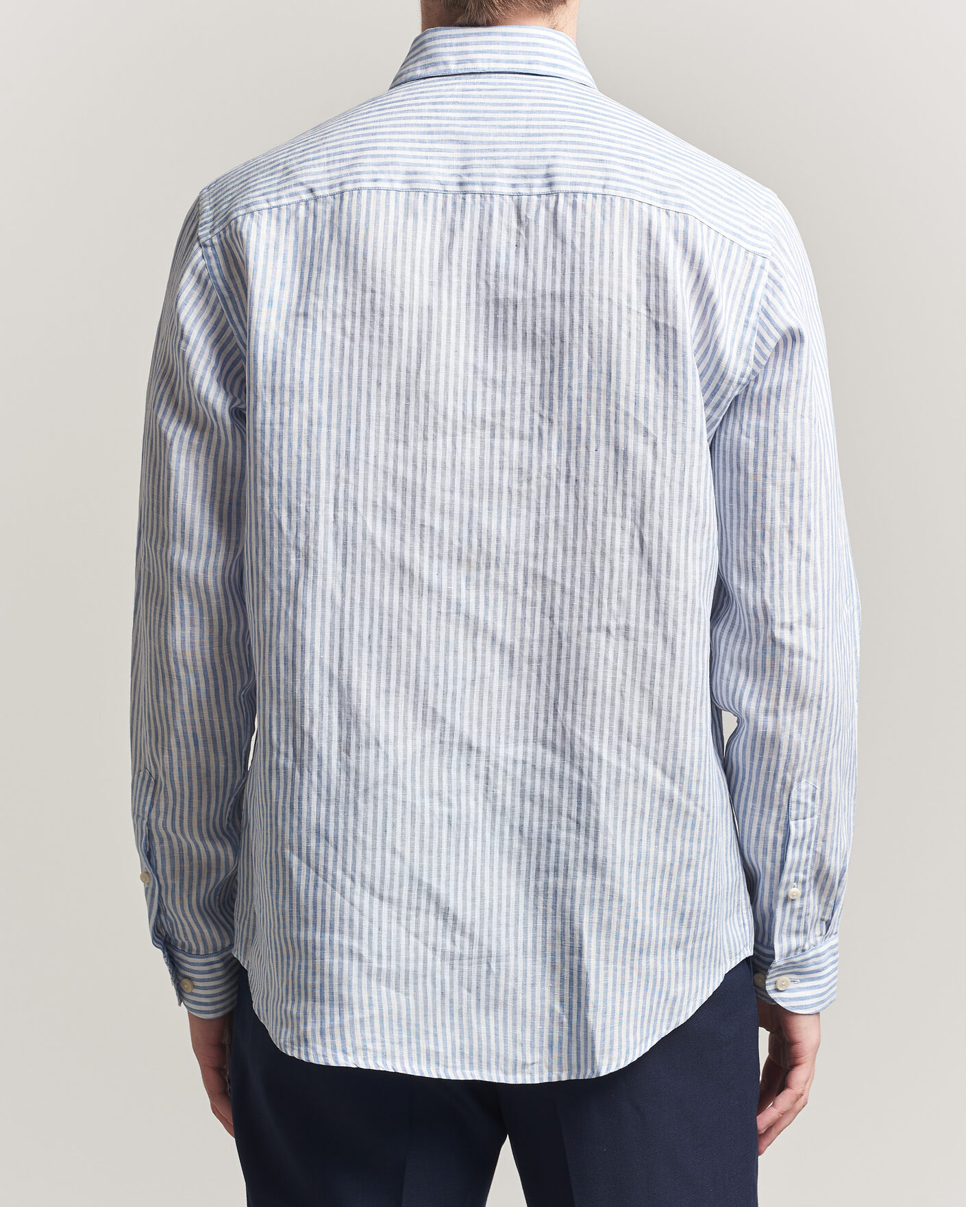 Herr | Skjortor | Eton | Casual Fit Striped Linen Shirt Light Blue