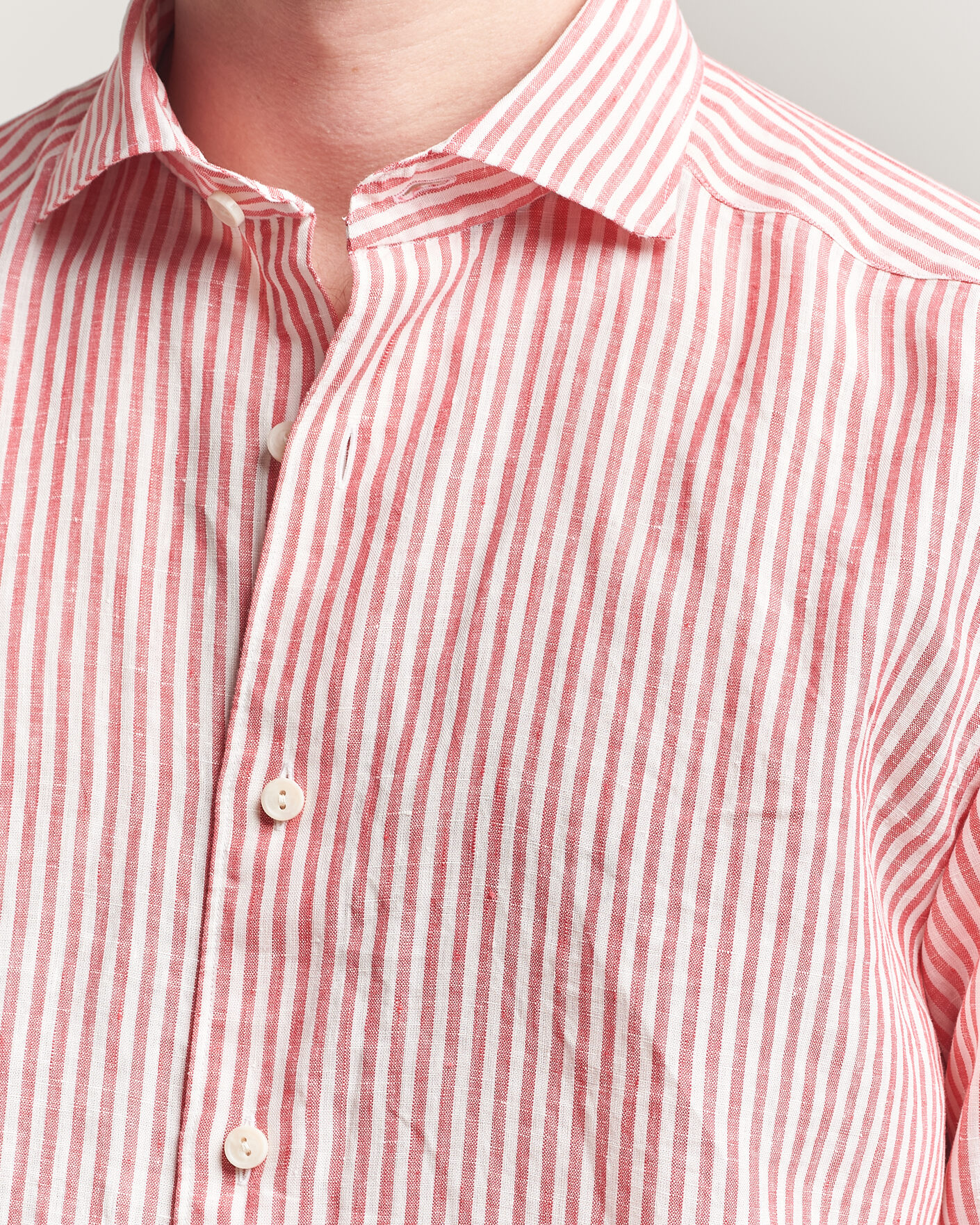 Herr | Skjortor | Eton | Casual Fit Striped Linen Shirt Red