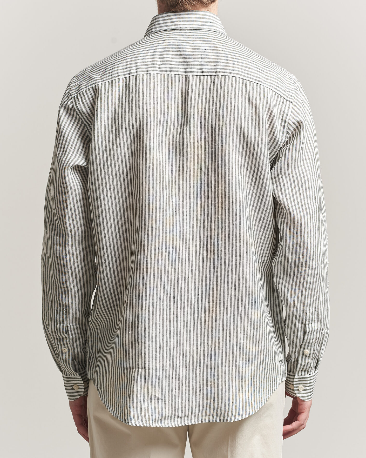 Herr | Skjortor | Eton | Casual Fit Striped Linen Shirt Dark Green