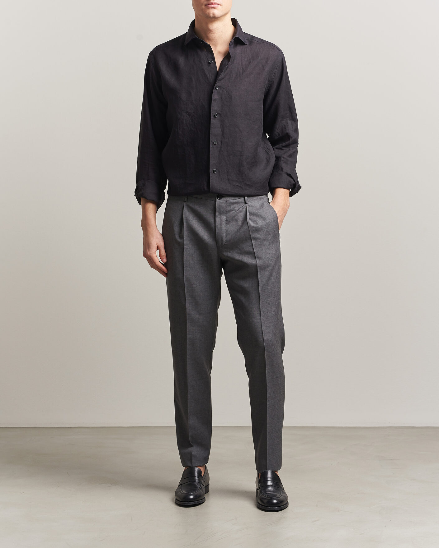 Herr | Skjortor | Eton | Casual Fit Linen Shirt Black