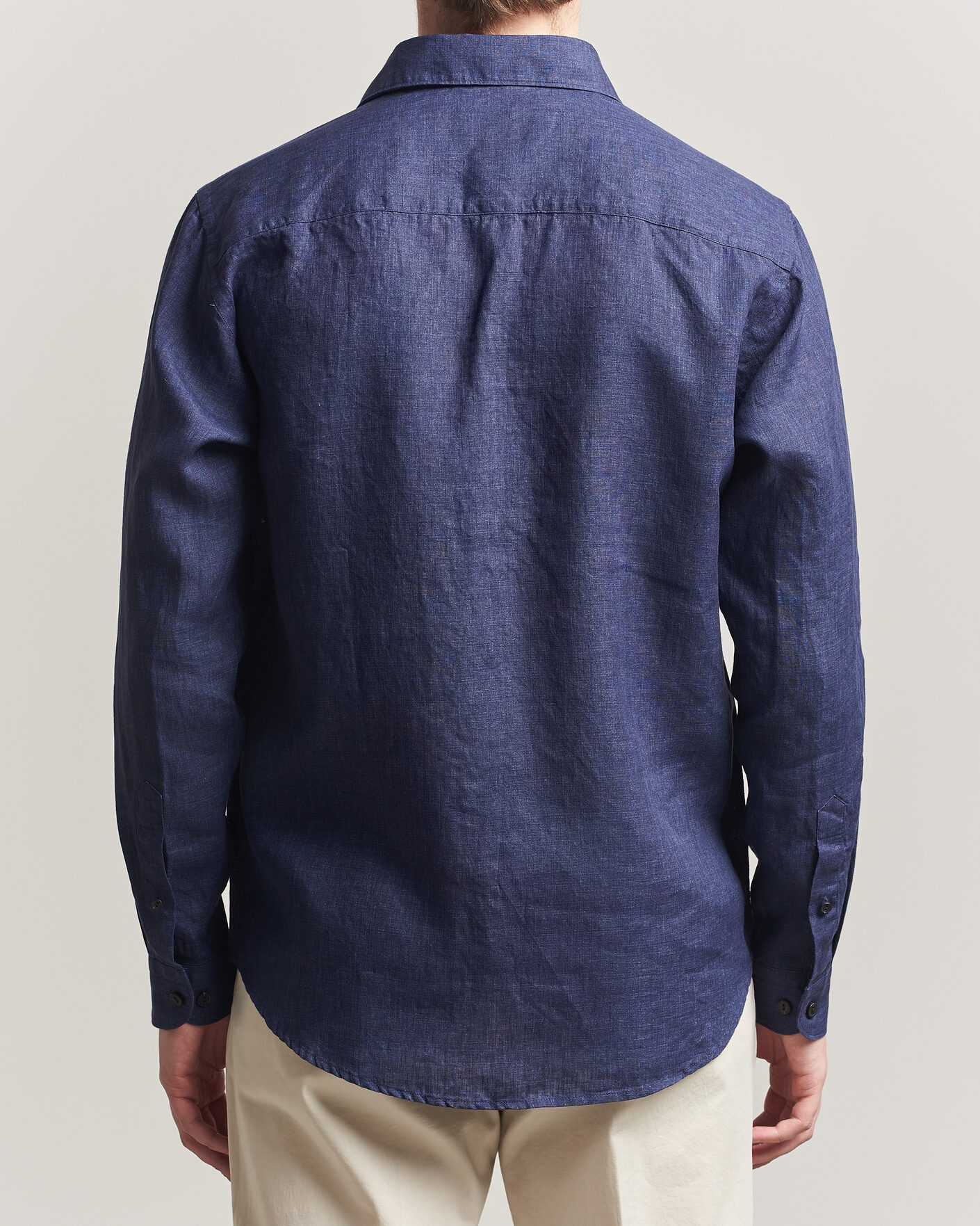 Herr | Skjortor | Eton | Casual Fit Linen Shirt Navy Blue