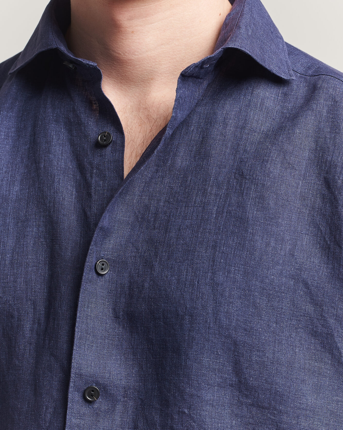 Herr | Skjortor | Eton | Casual Fit Linen Shirt Navy Blue