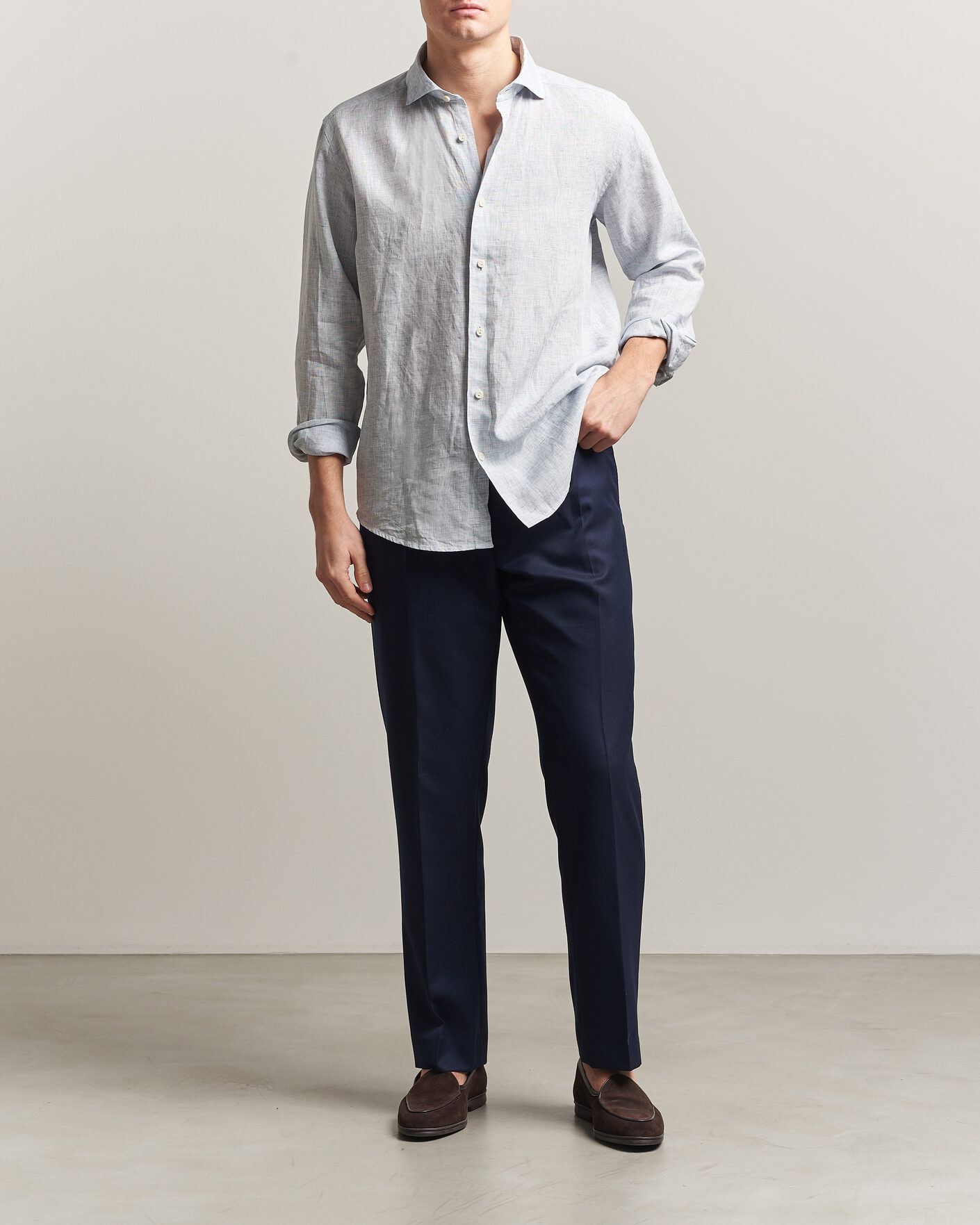 Herr | Skjortor | Eton | Casual Fit Linen Shirt Light Blue