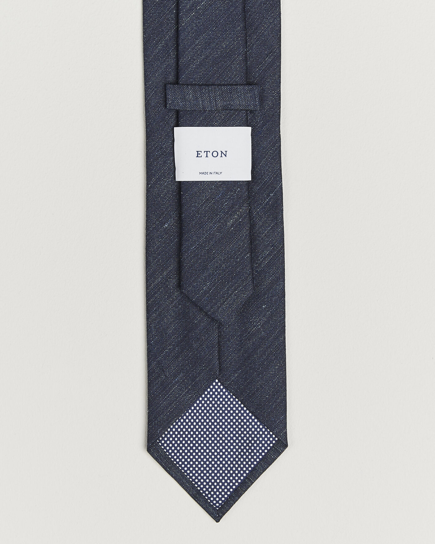 Herr | Slipsar | Eton | Linen Silk Tie Navy Blue