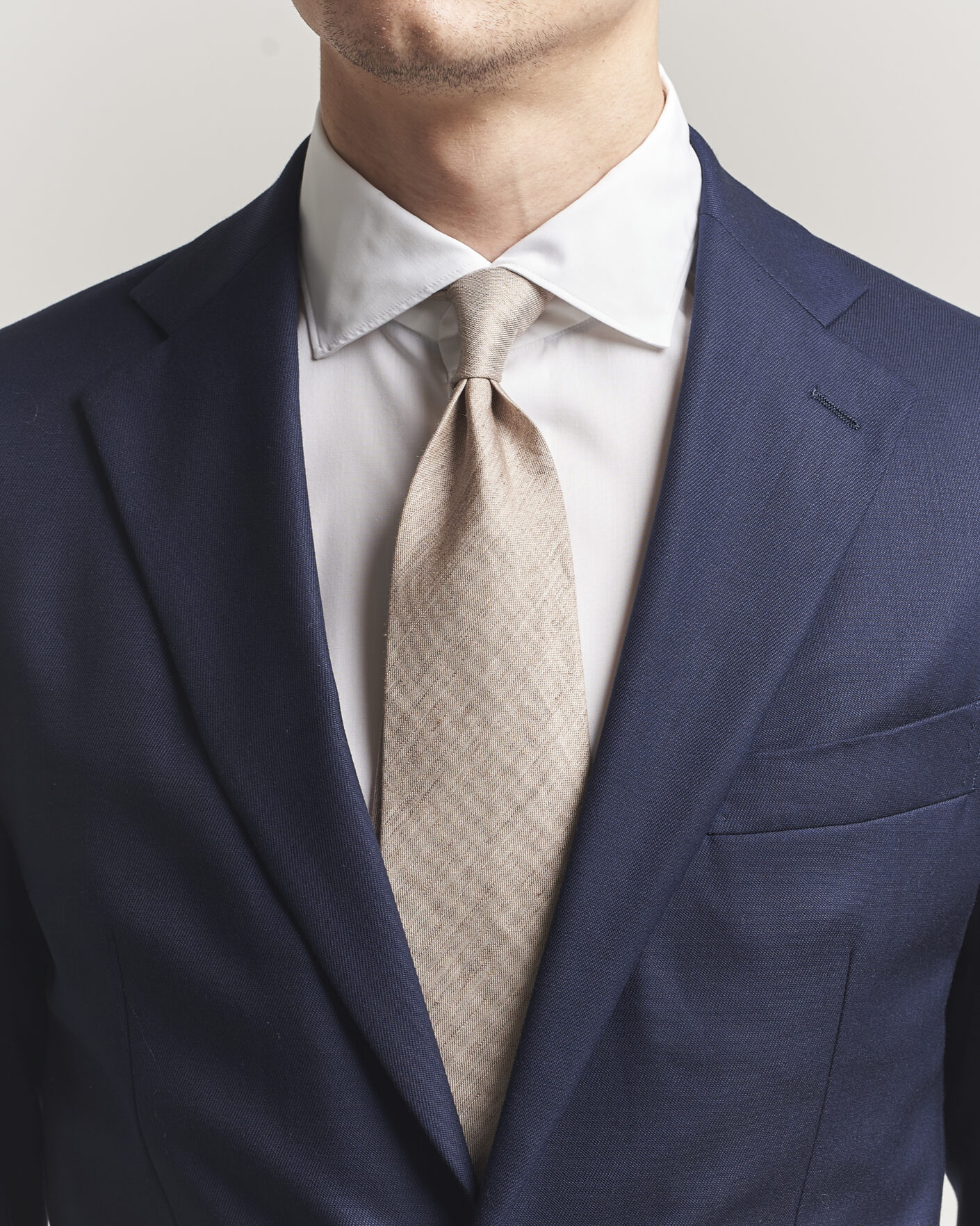 Herr | Slipsar | Eton | Linen Silk Tie Beige