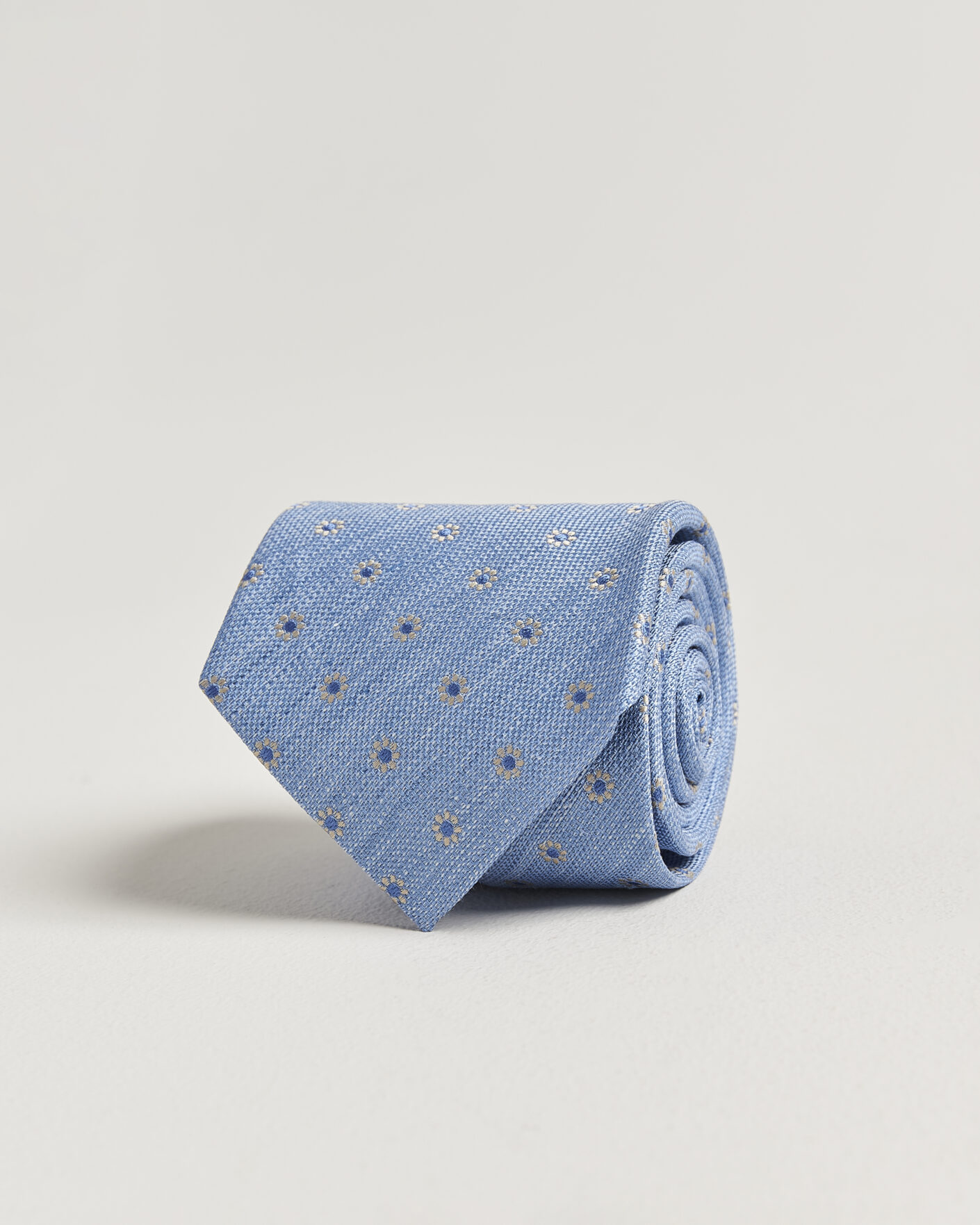 Herr | Slipsar | Eton | Floral Linen Silk Tie Light Blue