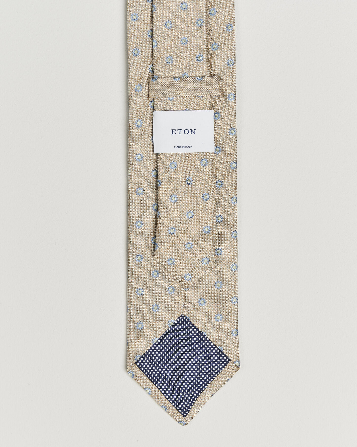 Herr | Slipsar | Eton | Floral Linen Silk Tie Beige