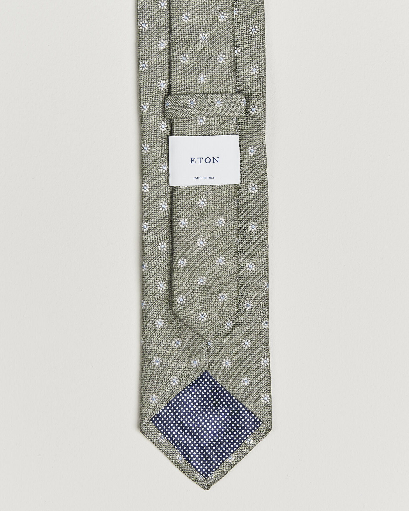 Herr | Slipsar | Eton | Floral Linen Silk Tie Light Green