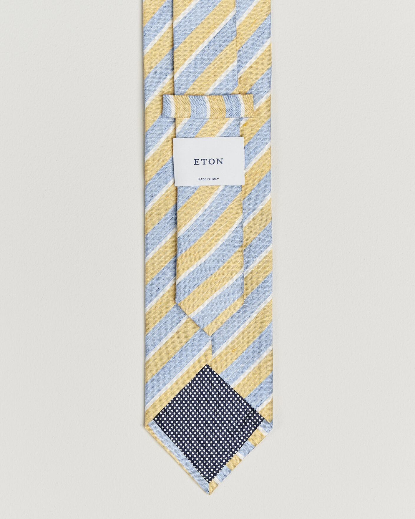 Herr | Slipsar | Eton | Striped Linen Silk Tie Yellow/Blue