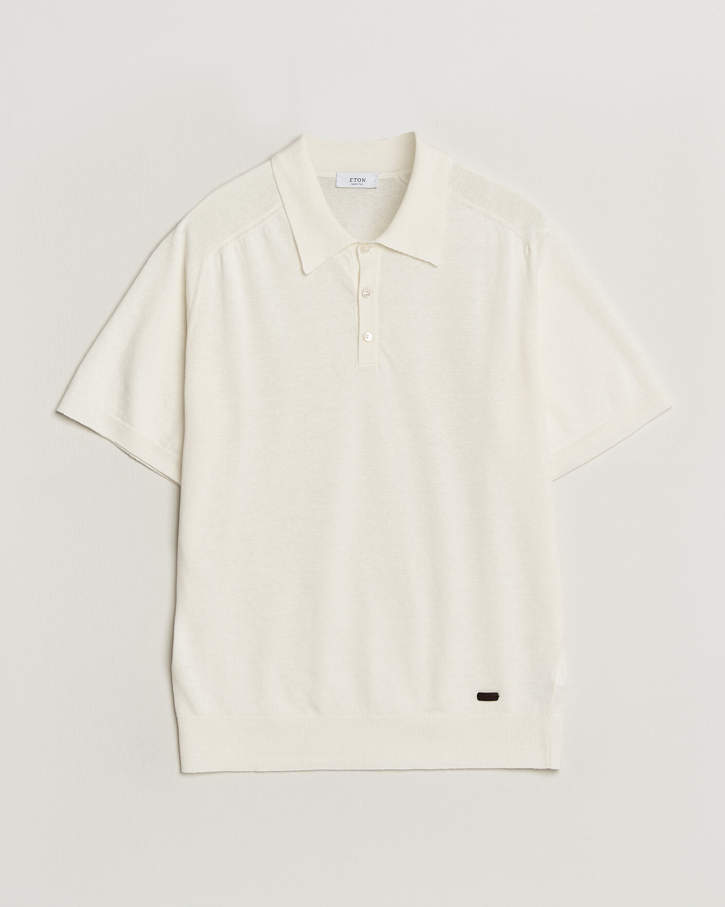 Herr | Pikéer | Eton | Cotton Linen Fine Knit Polo White