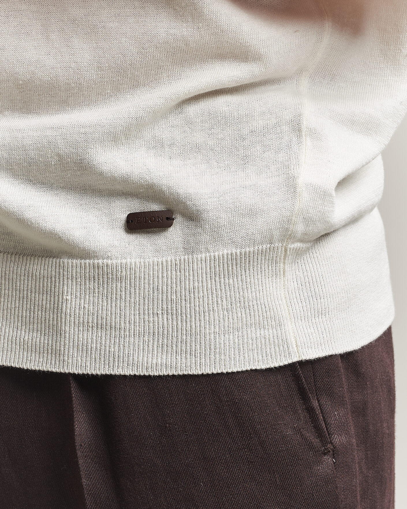 Herr | Pikéer | Eton | Cotton Linen Fine Knit Polo White