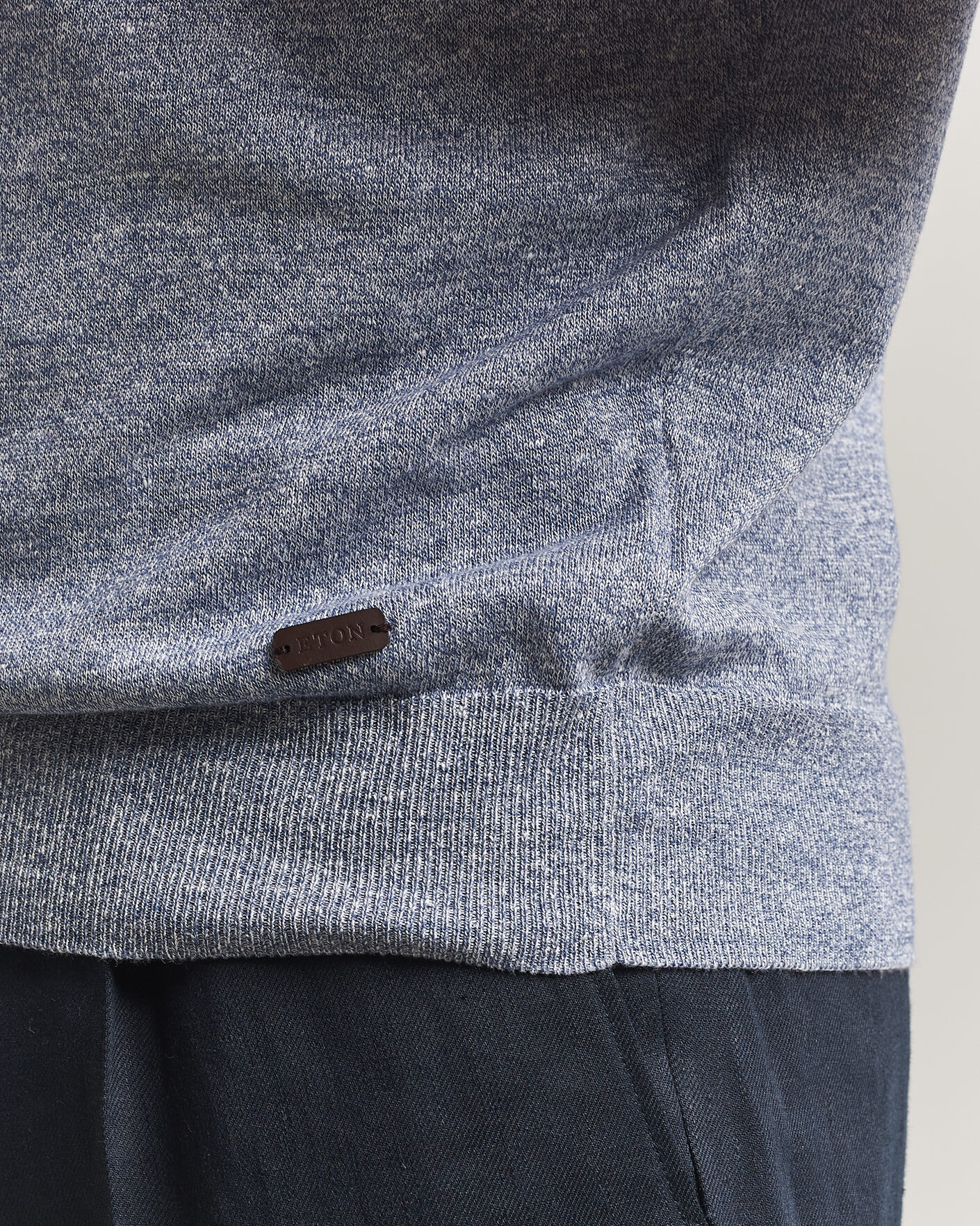 Herr | Pikéer | Eton | Cotton Linen Fine Knit Polo Blue