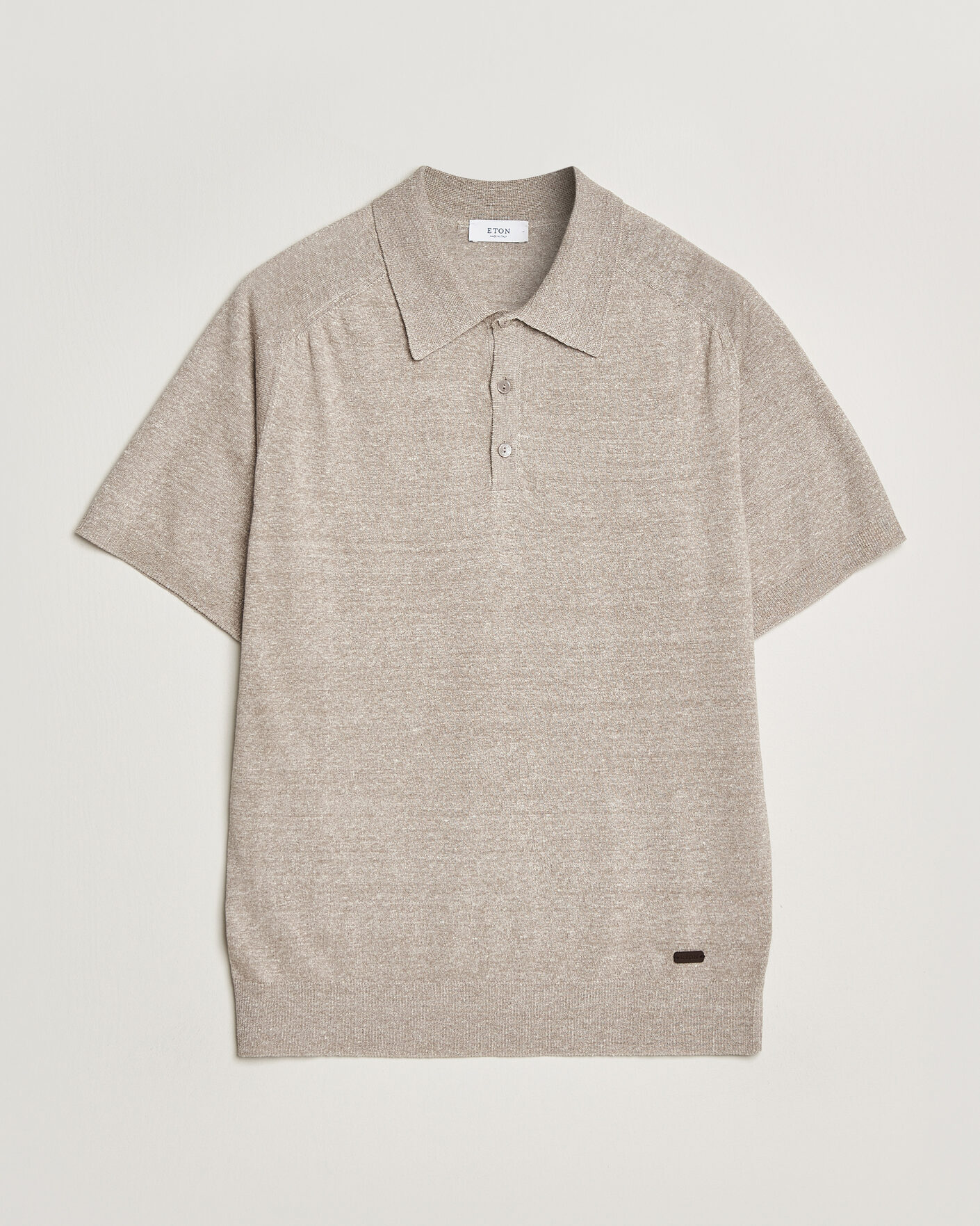 Herr | Pikéer | Eton | Cotton Linen Fine Knit Polo Beige