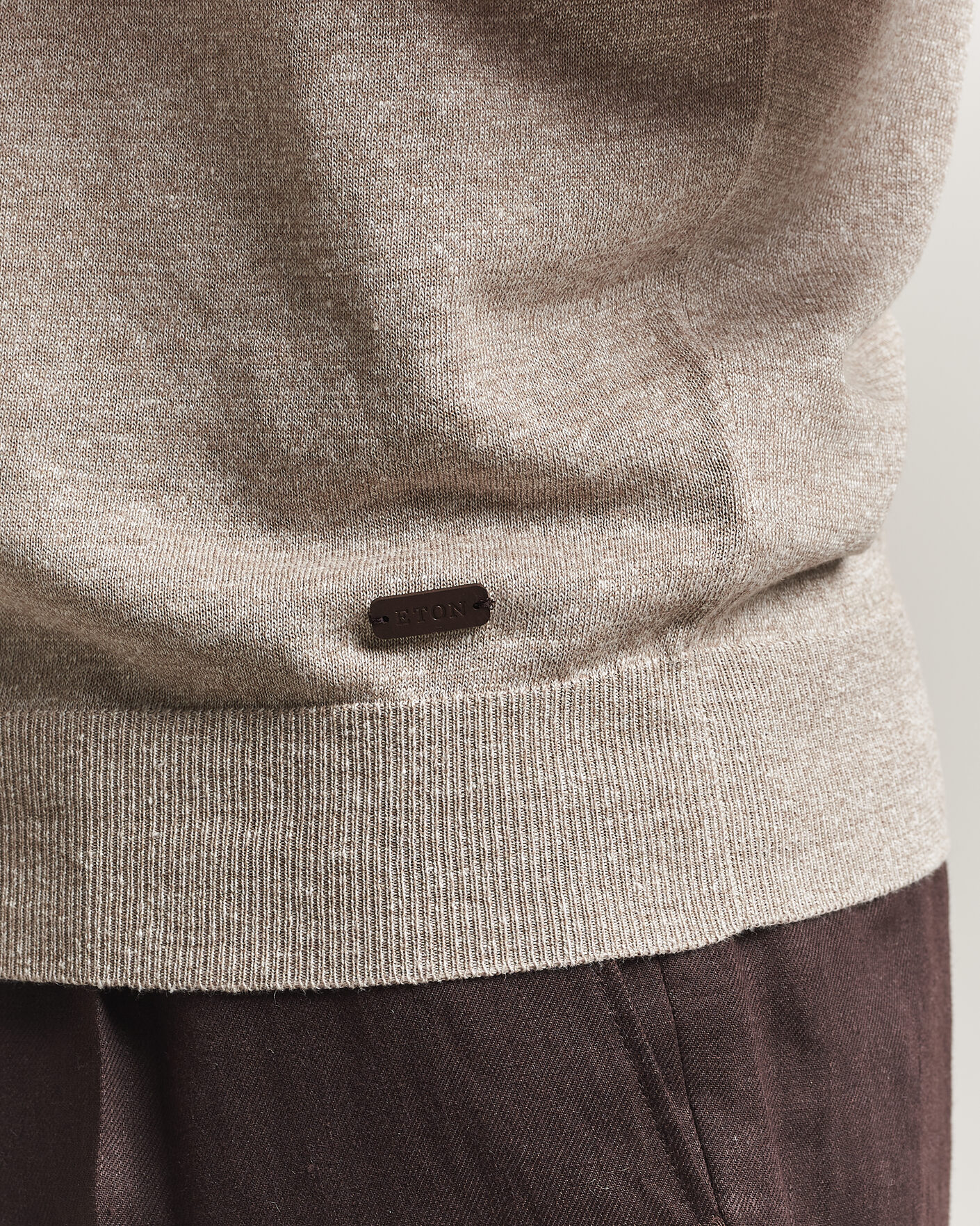 Herr | Pikéer | Eton | Cotton Linen Fine Knit Polo Beige