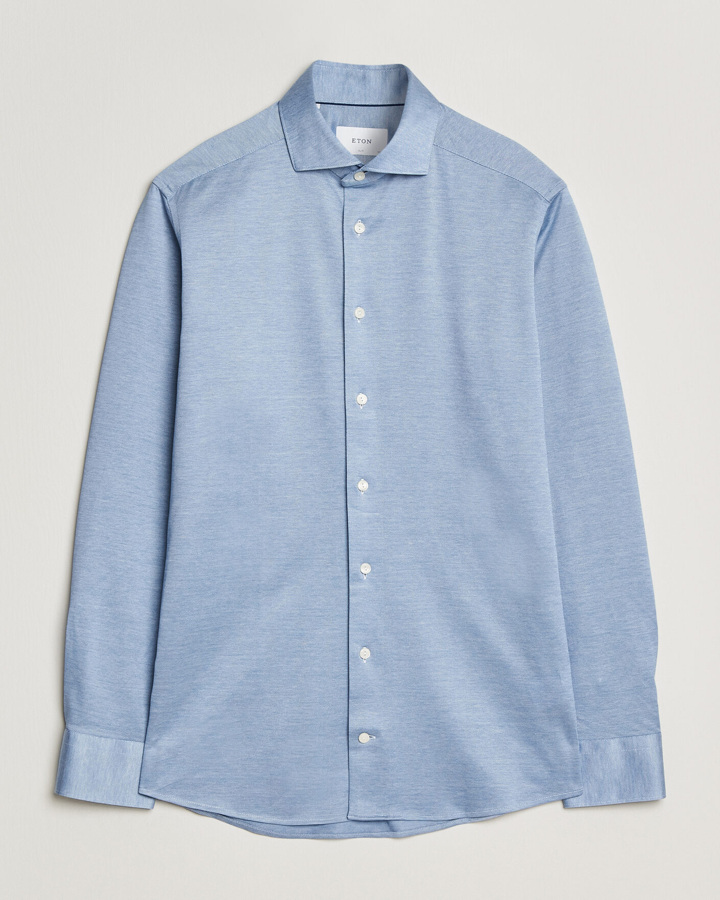 Herr | Skjortor | Eton | Filo di Scozia Knitted Shirt Light Blue