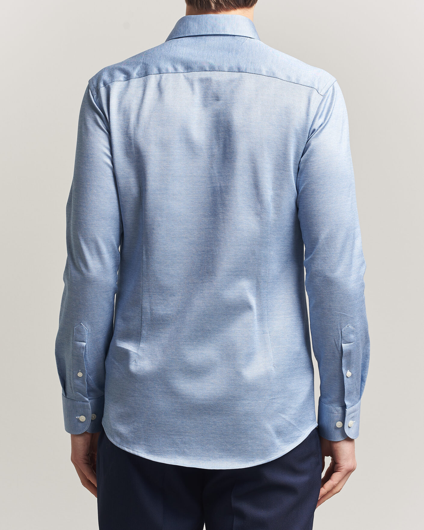 Herr | Skjortor | Eton | Filo di Scozia Knitted Shirt Light Blue