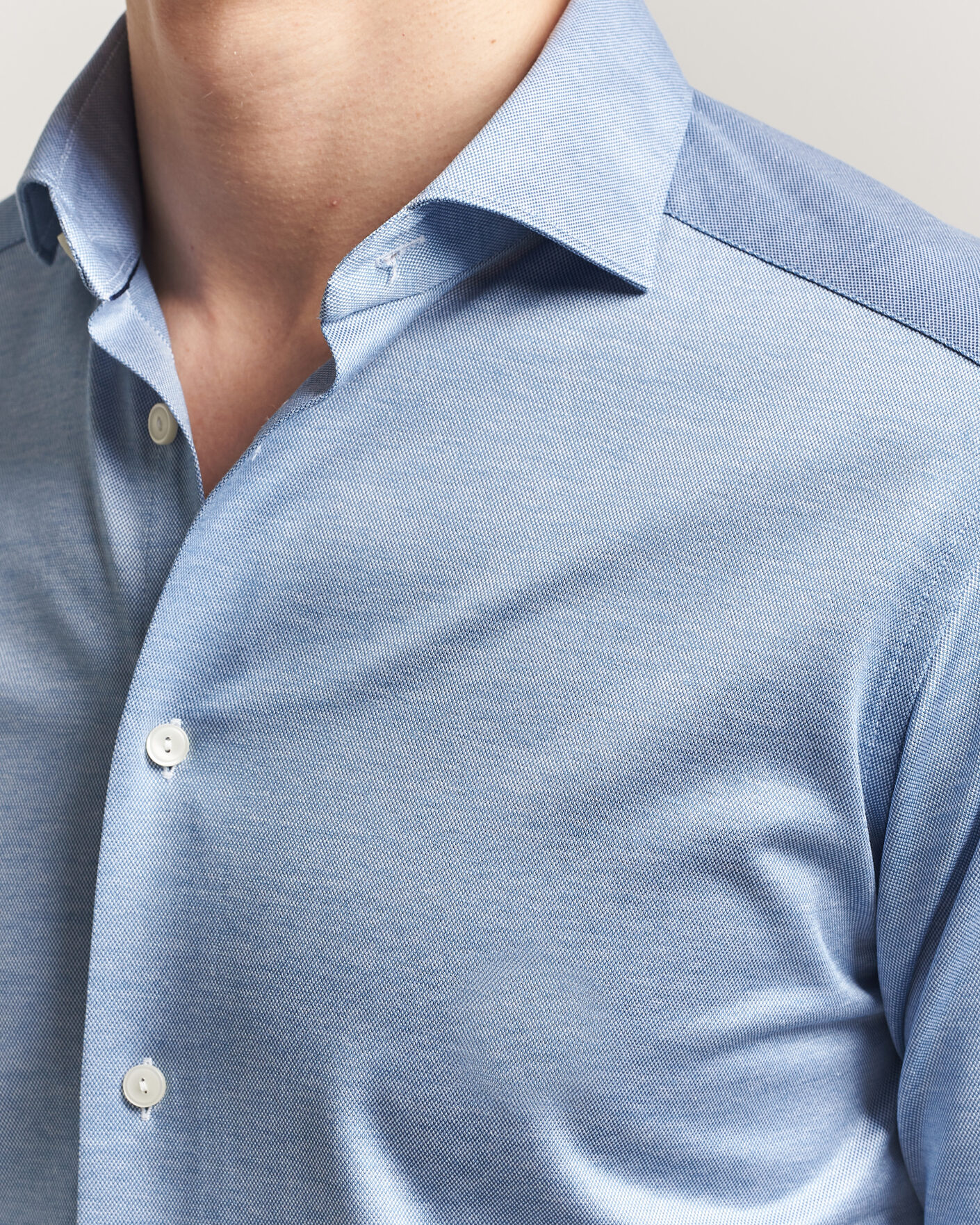 Herr | Skjortor | Eton | Filo di Scozia Knitted Shirt Light Blue