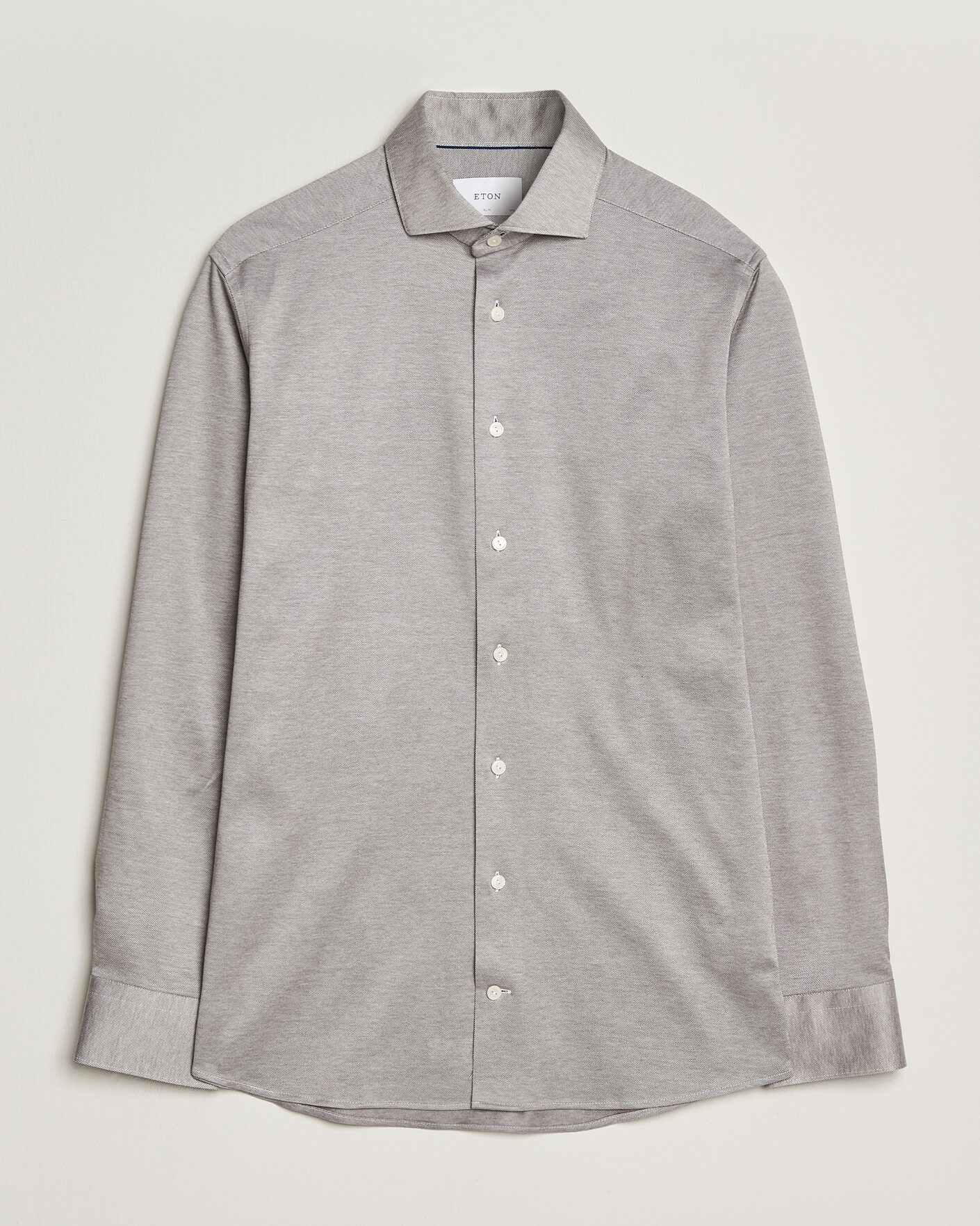 Herr | Skjortor | Eton | Filo di Scozia Knitted Shirt Brown