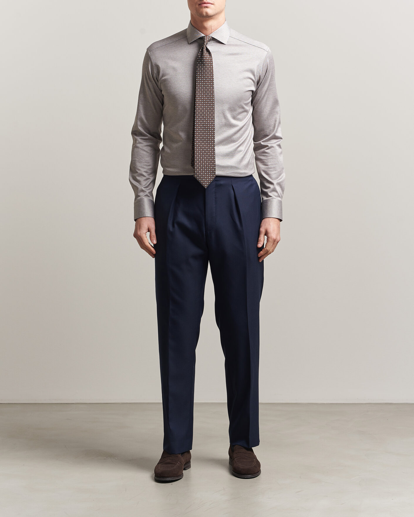 Herr | Skjortor | Eton | Filo di Scozia Knitted Shirt Brown