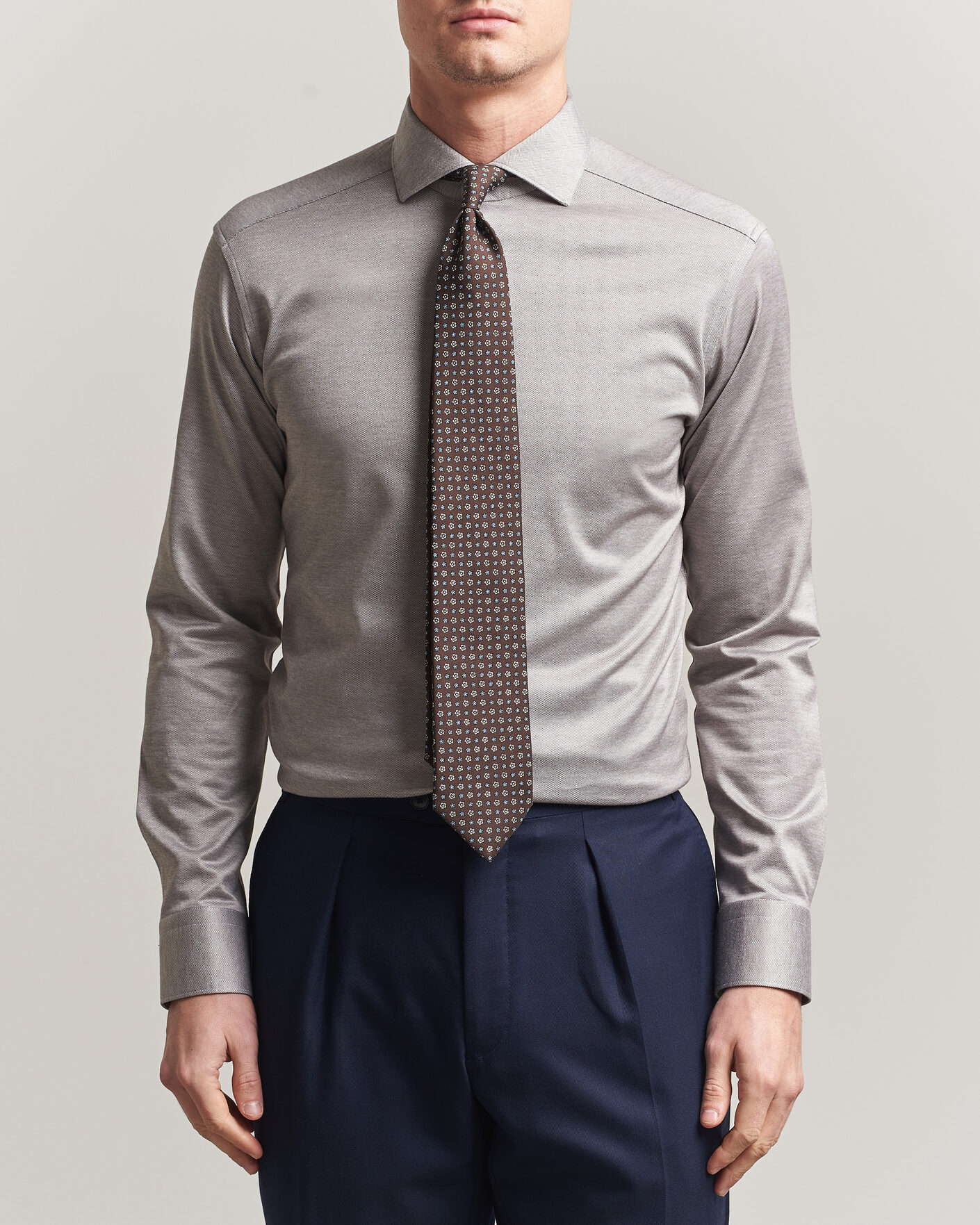 Herr | Skjortor | Eton | Filo di Scozia Knitted Shirt Brown