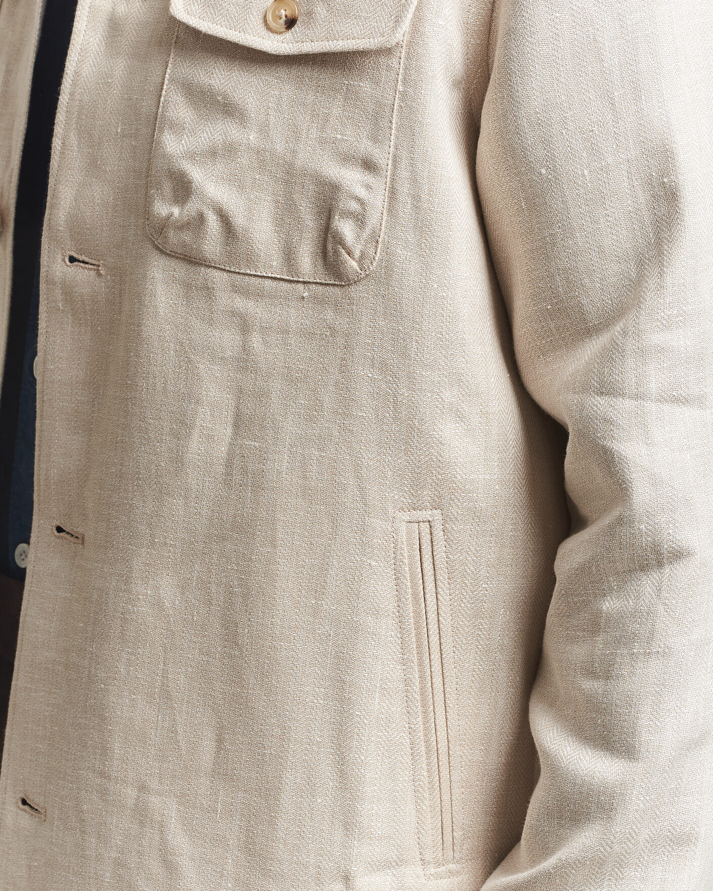 Herr | Jackor | Eton | Four Pocket Linen Lyocell Shirt Jacket Off White