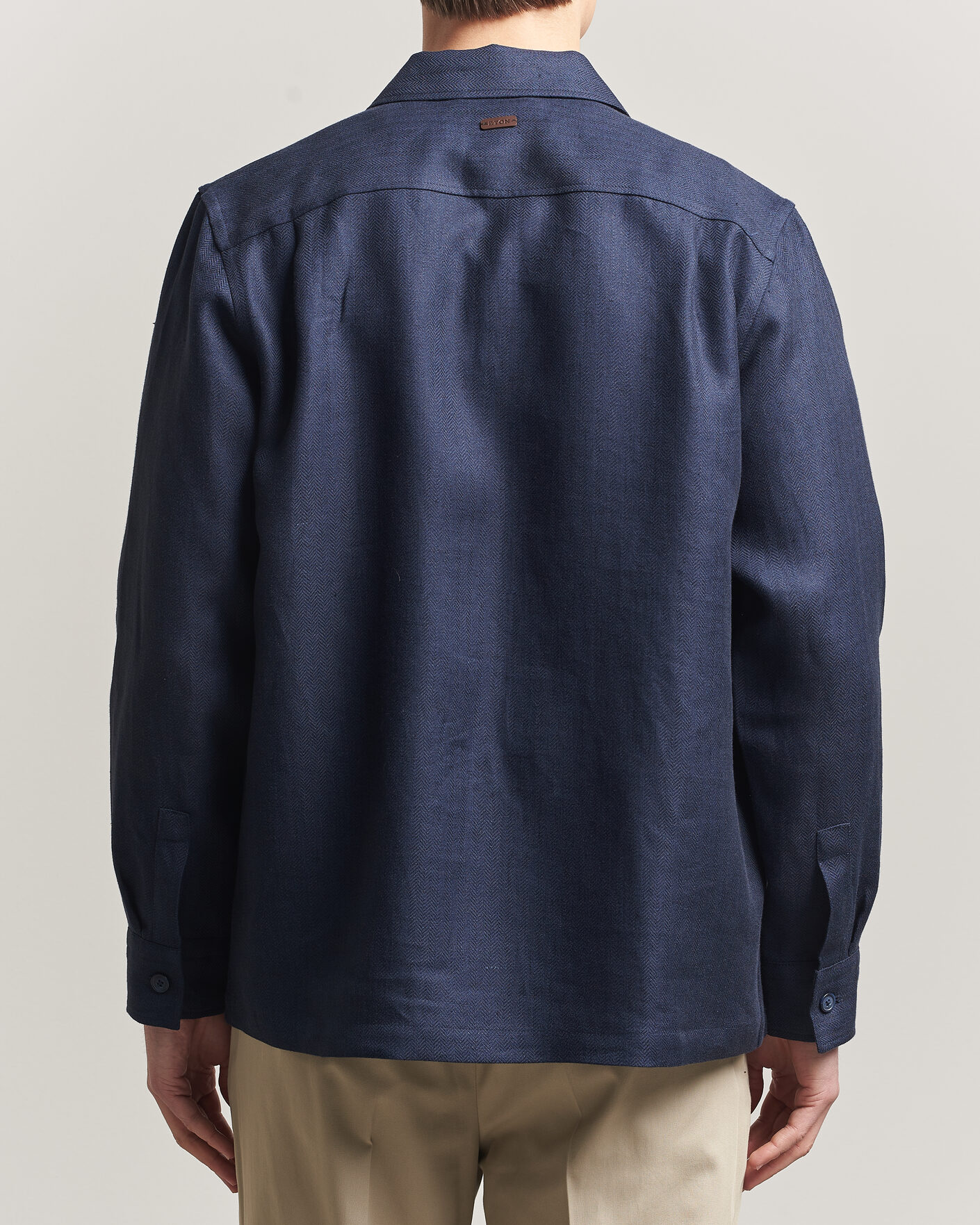 Herr | Jackor | Eton | Four Pocket Linen Lyocell Shirt Jacket Navy Blue
