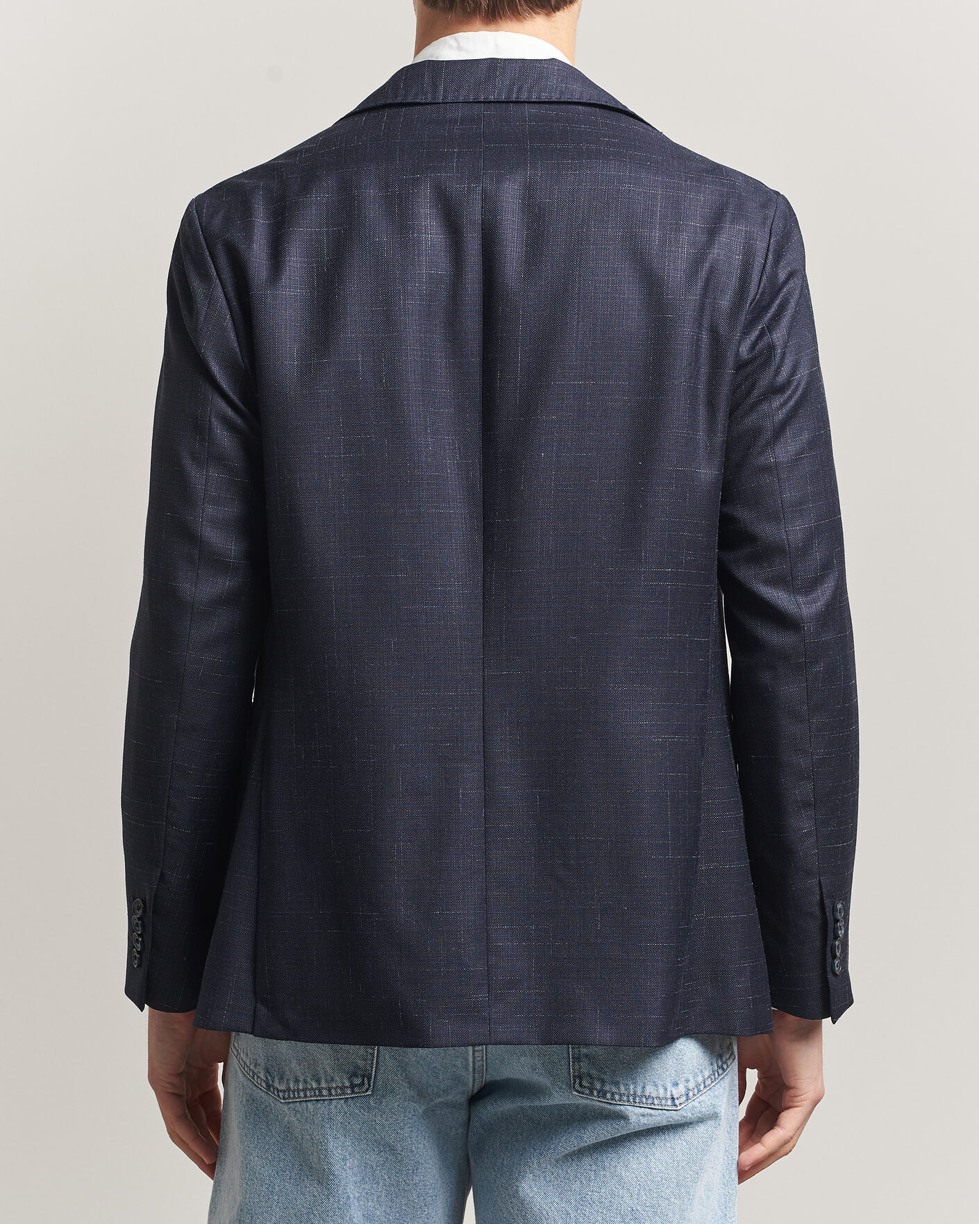 Herr | Kavajer | Eton | Wool Silk Soft Blazer Navy Blue