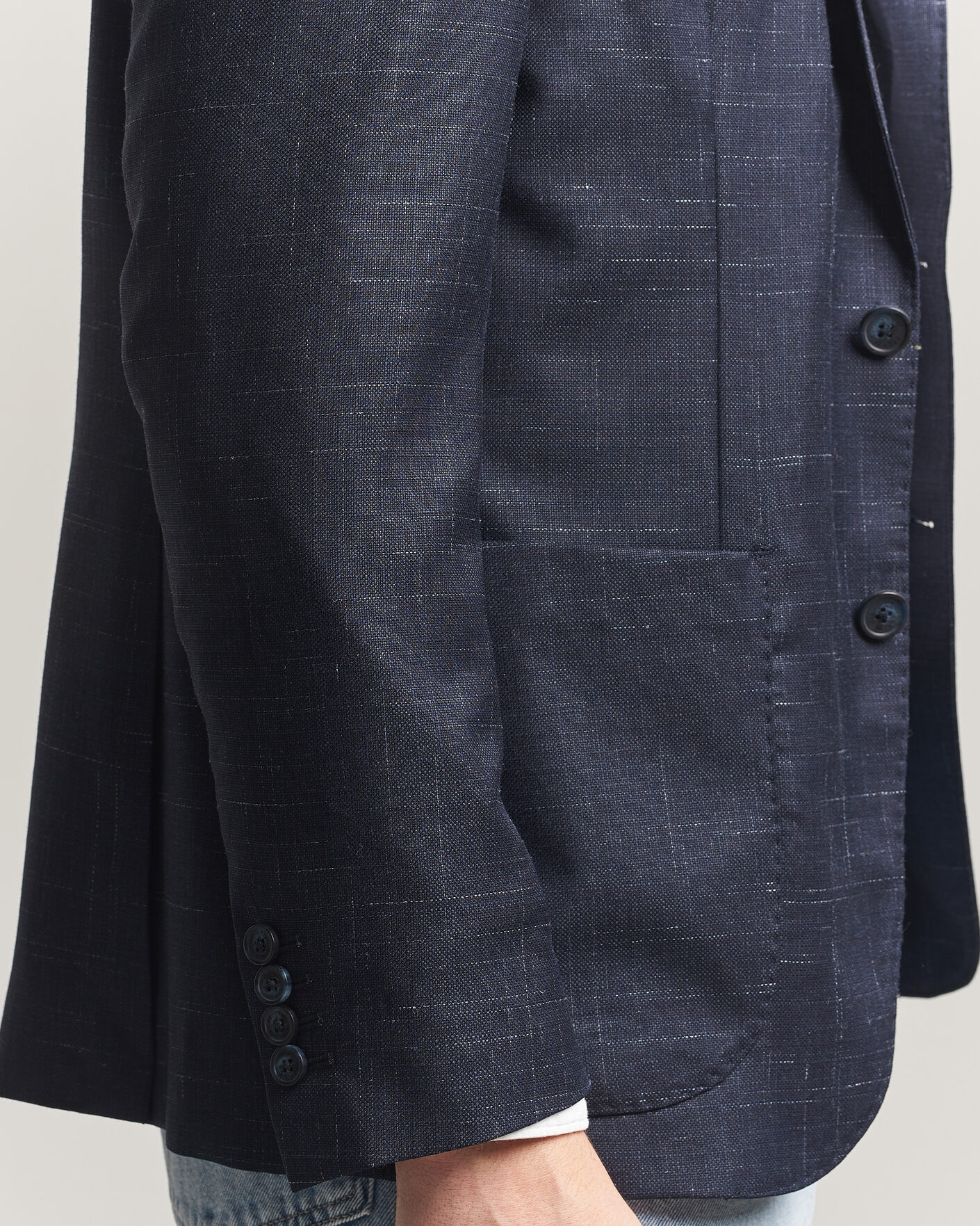 Herr | Kavajer | Eton | Wool Silk Soft Blazer Navy Blue