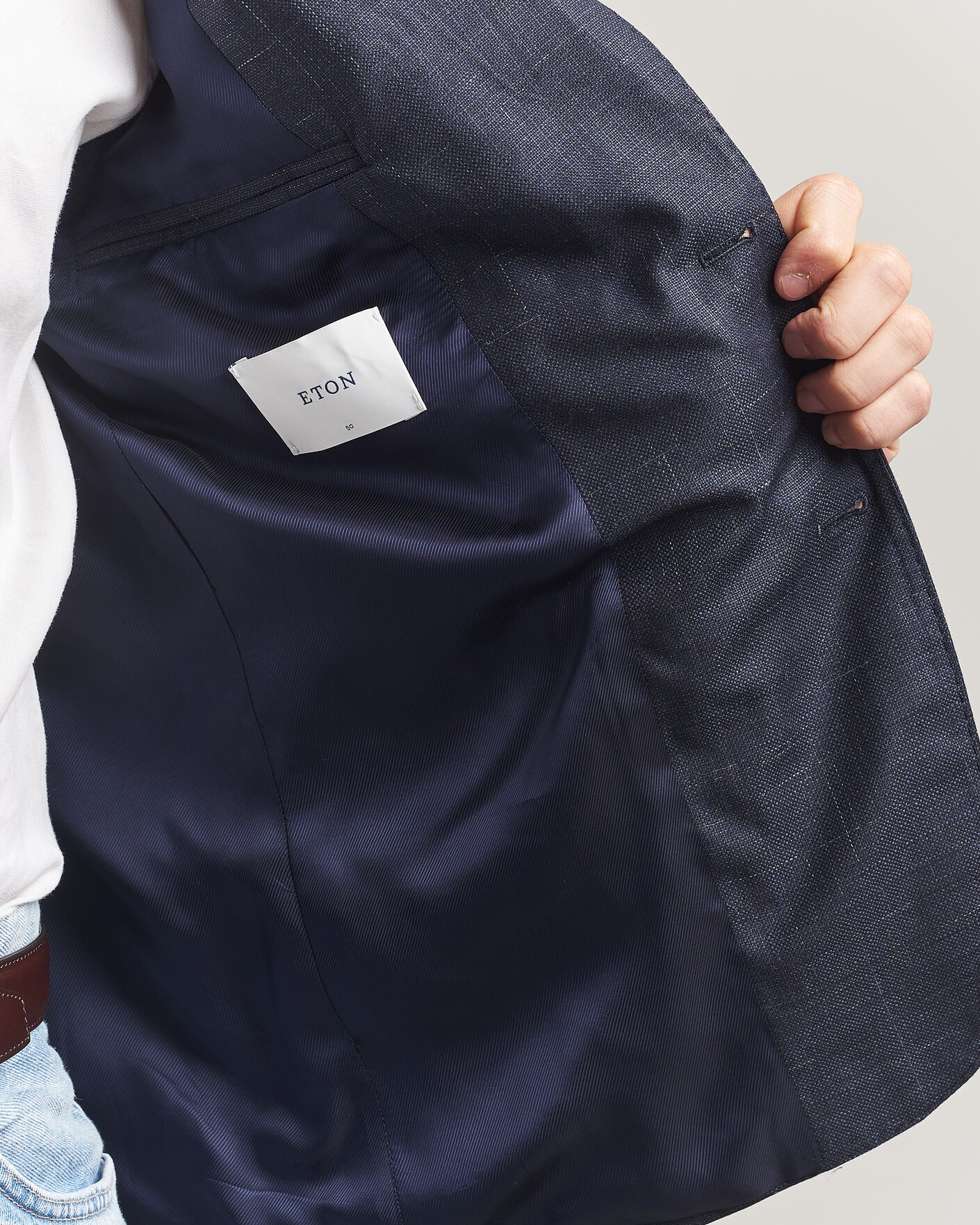 Herr | Kavajer | Eton | Wool Silk Soft Blazer Navy Blue