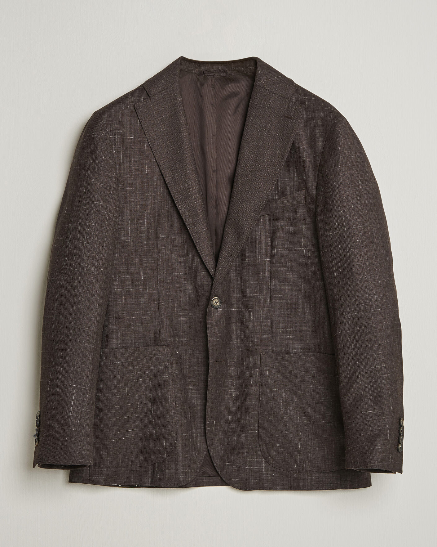 Herr | Kavajer | Eton | Wool Silk Soft Blazer Dark Brown