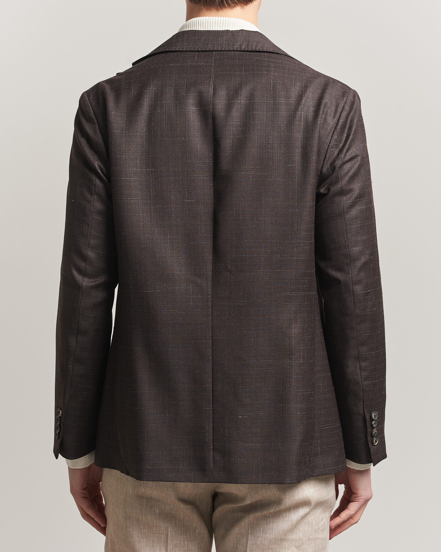 Herr | Kavajer | Eton | Wool Silk Soft Blazer Dark Brown
