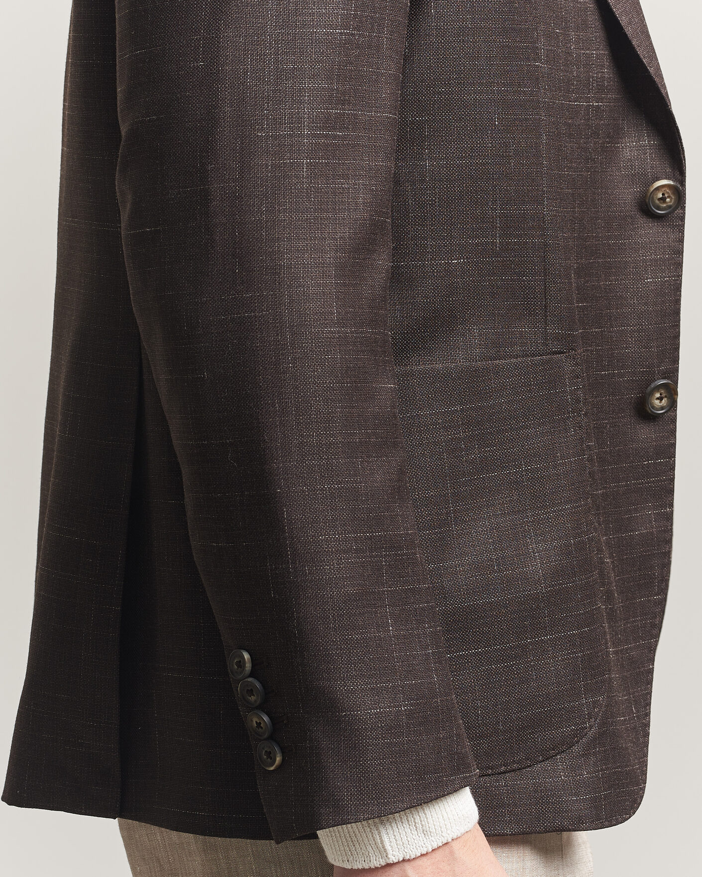Herr | Kavajer | Eton | Wool Silk Soft Blazer Dark Brown