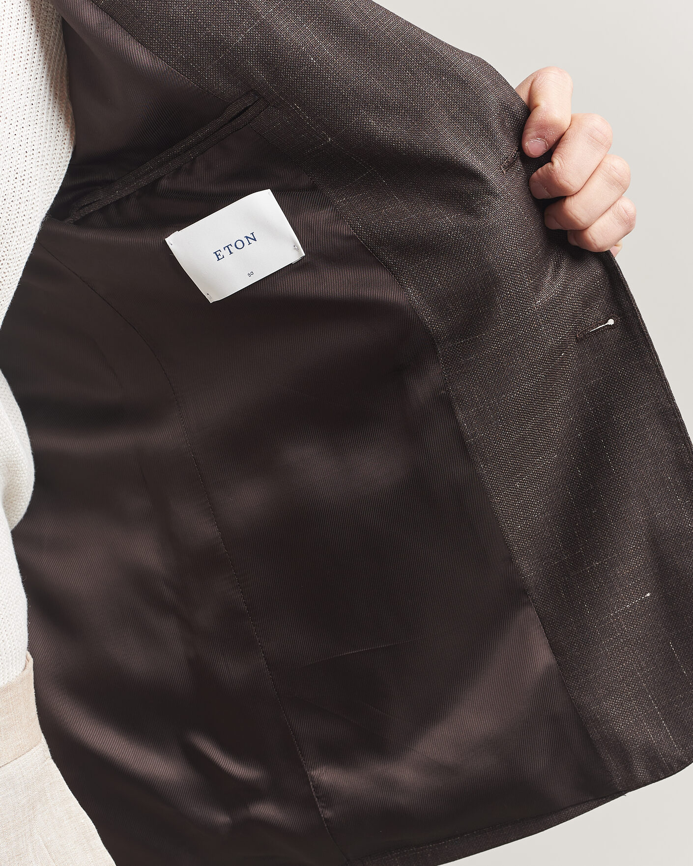 Herr | Kavajer | Eton | Wool Silk Soft Blazer Dark Brown