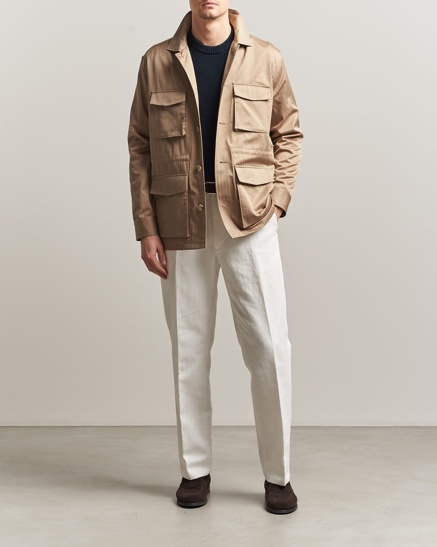 Herr | Jackor | Eton | Cotton Safari Drawstring Jacket Beige
