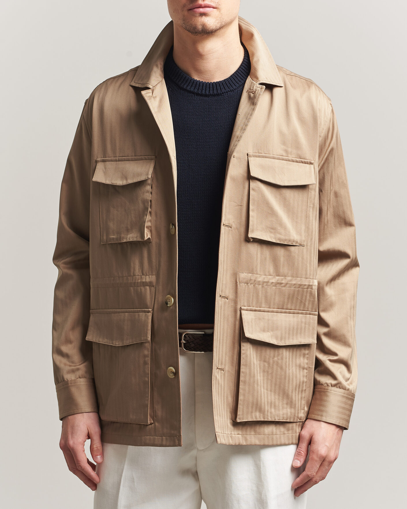 Herr | Jackor | Eton | Cotton Safari Drawstring Jacket Beige