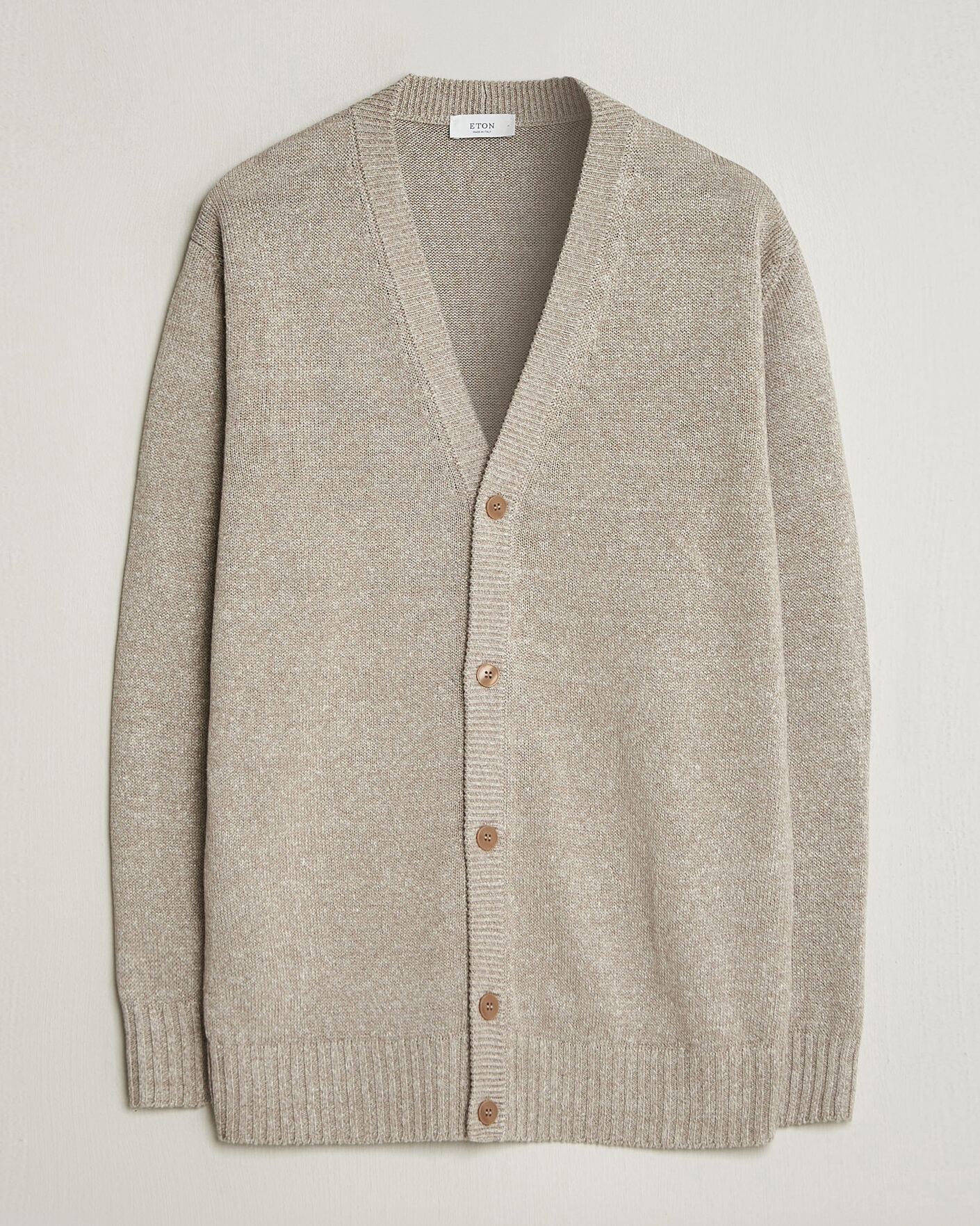 Herr | Tröjor | Eton | Cotton Linen Knitted Cardigan Beige