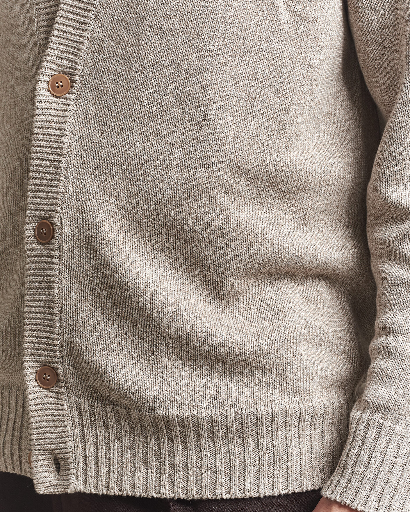 Herr | Tröjor | Eton | Cotton Linen Knitted Cardigan Beige
