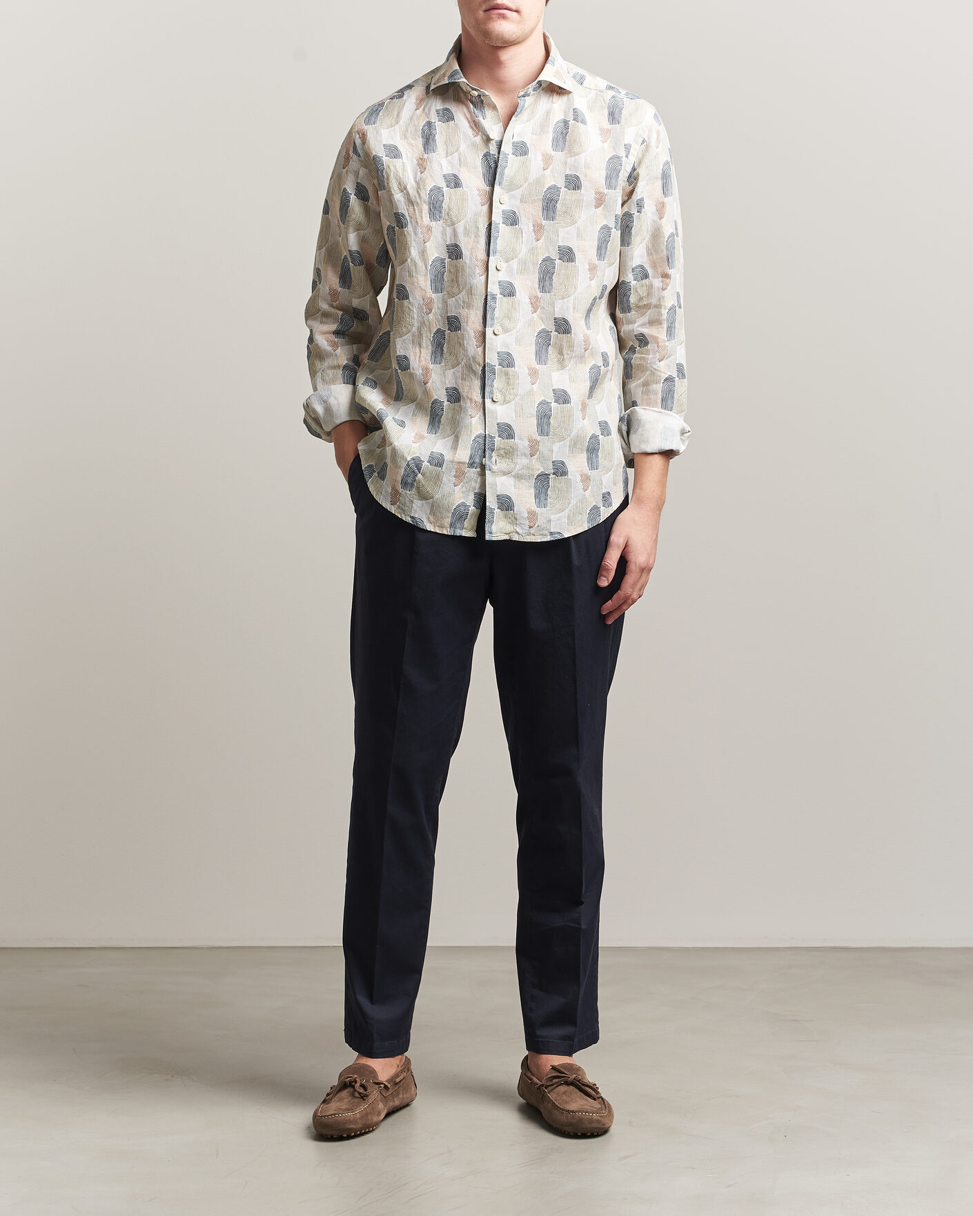 Herr | Skjortor | Eton | Casual Fit Printed Linen Shirt Multi