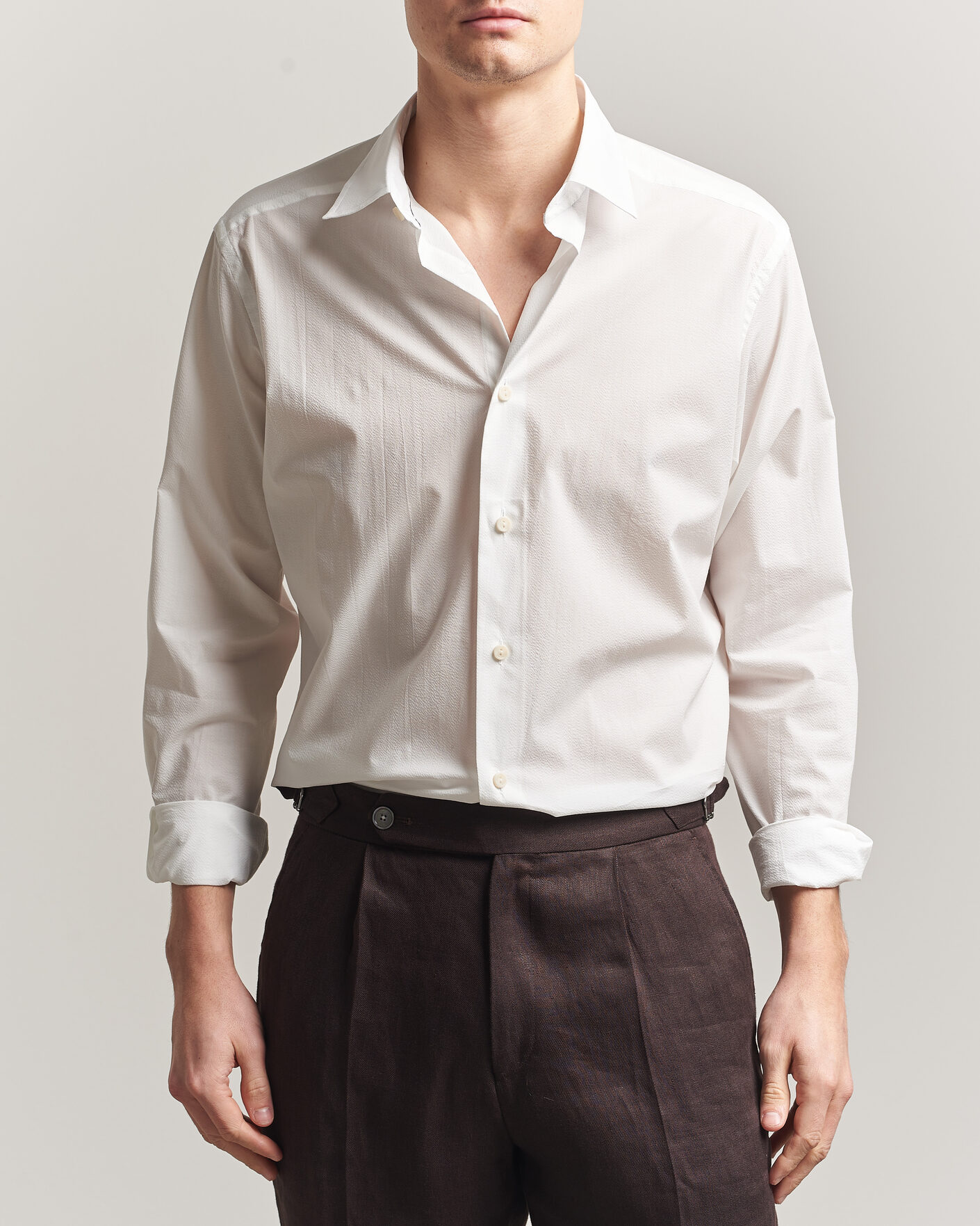 Herr | Skjortor | Eton | Casual Fit Seersucker Resort Shirt White