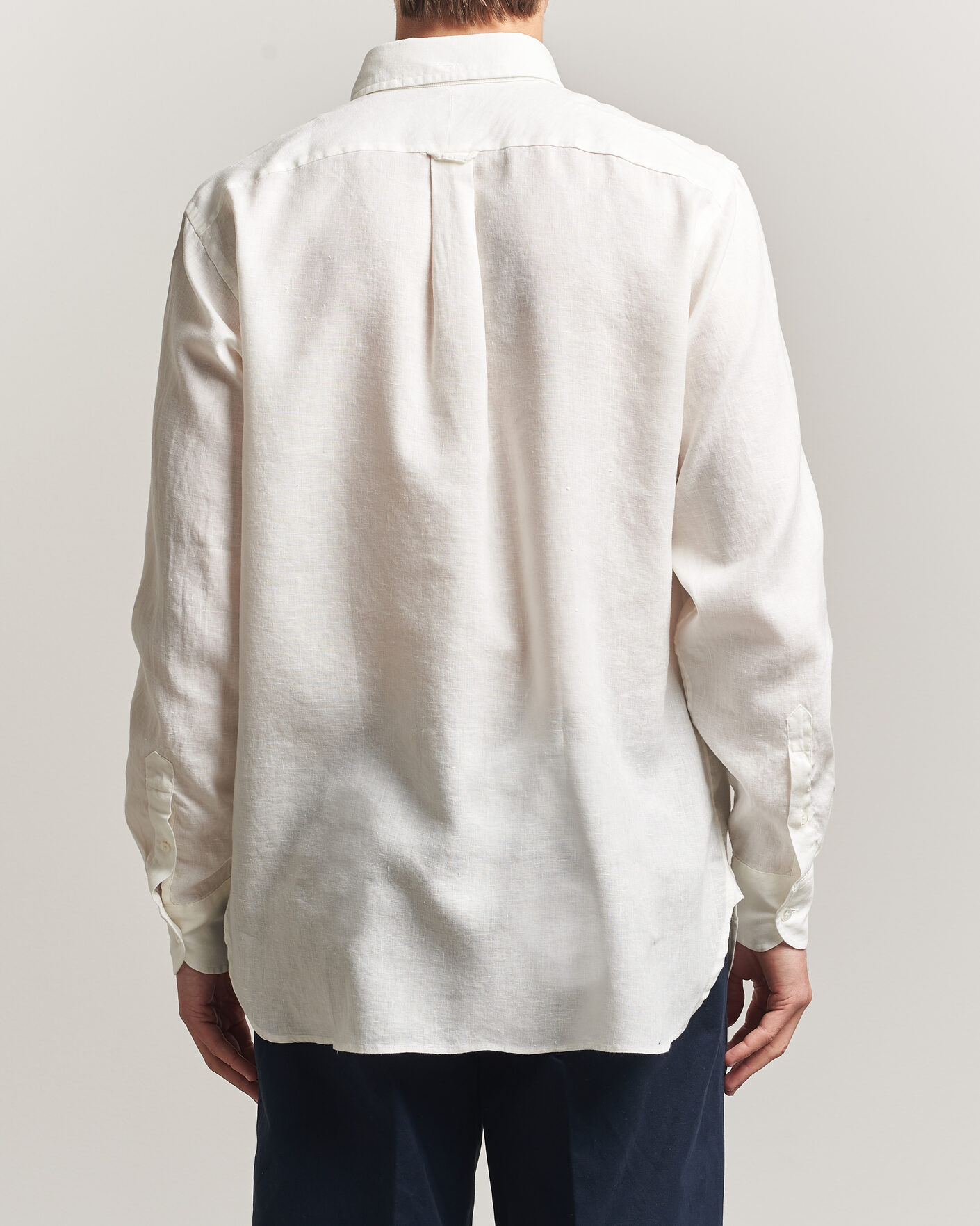 Herr | Skjortor | Drake's | Linen Button Down Curved Pocket Shirt White