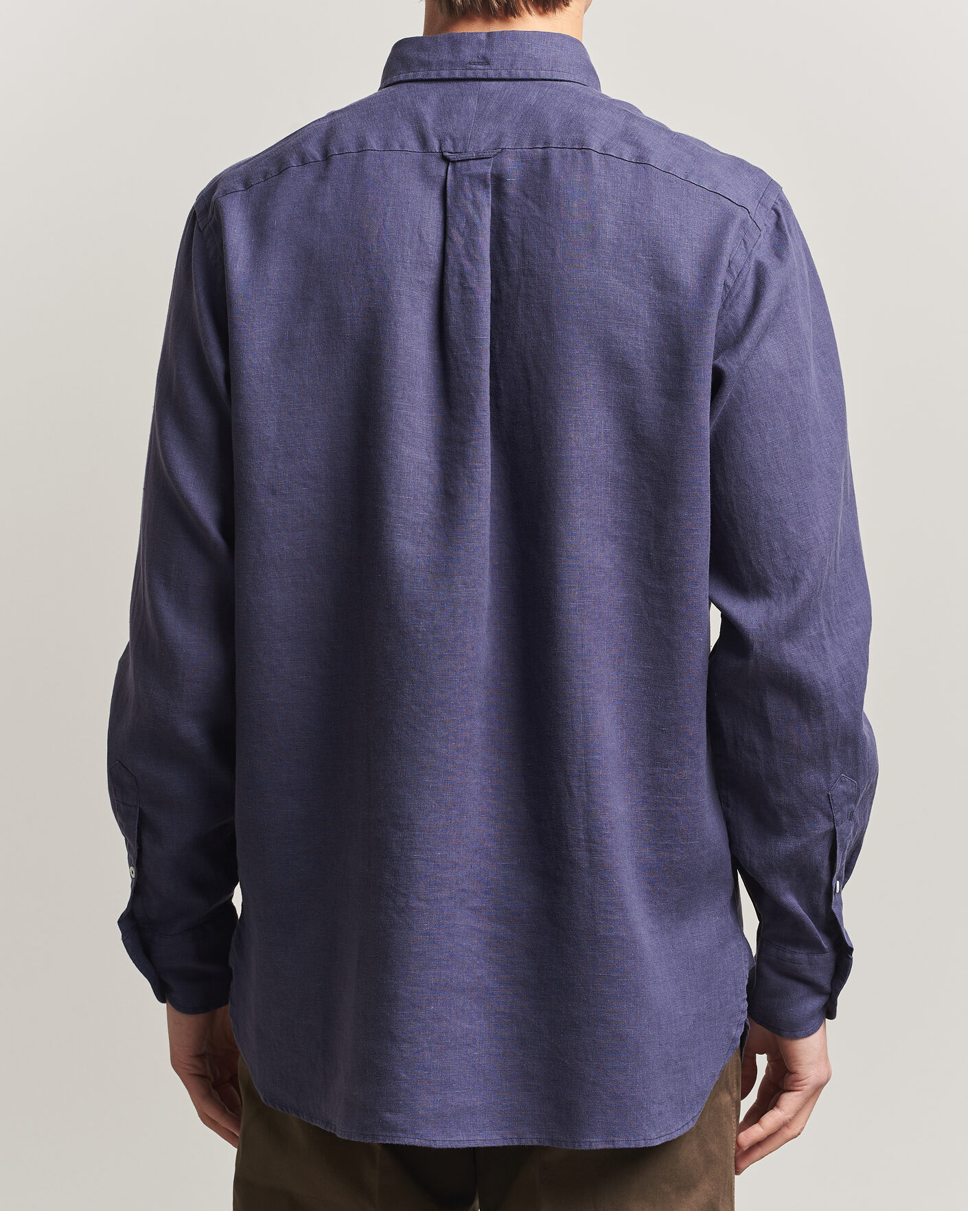 Herr | Skjortor | Drake's | Linen Button Down Curved Pocket Shirt Navy