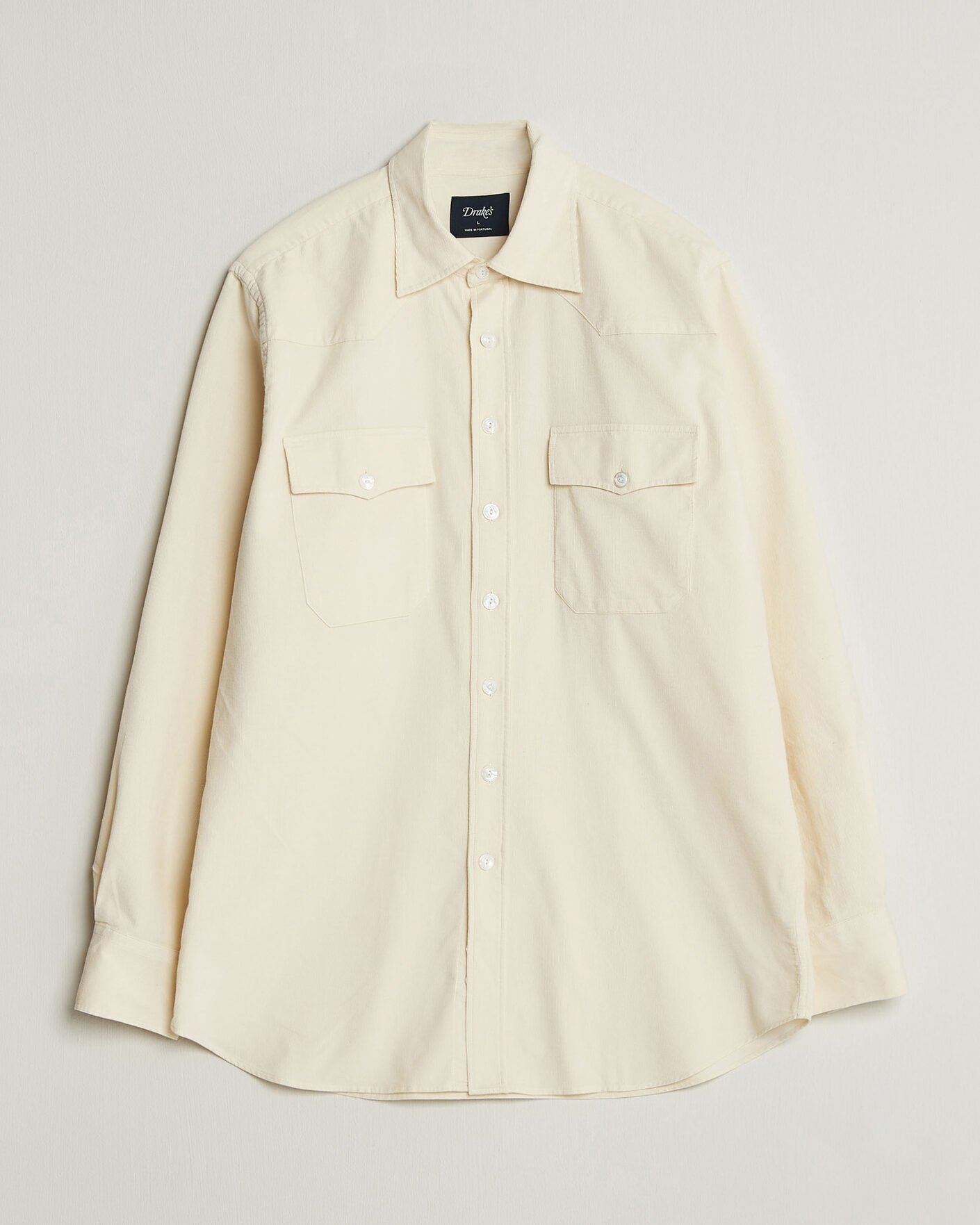 Herr | Skjortor | Drake's | Needlecord Western Shirt White