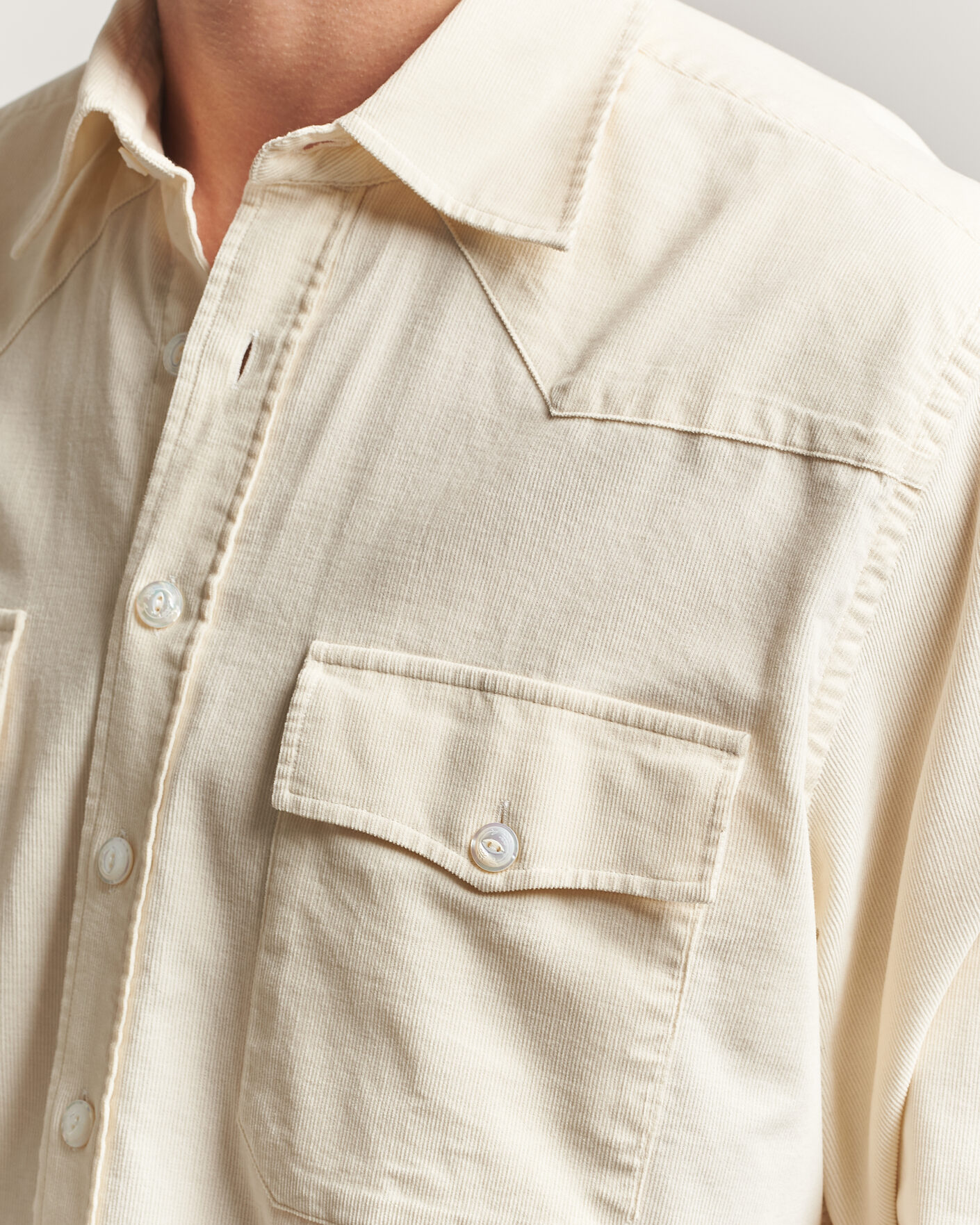 Herr | Skjortor | Drake's | Needlecord Western Shirt White