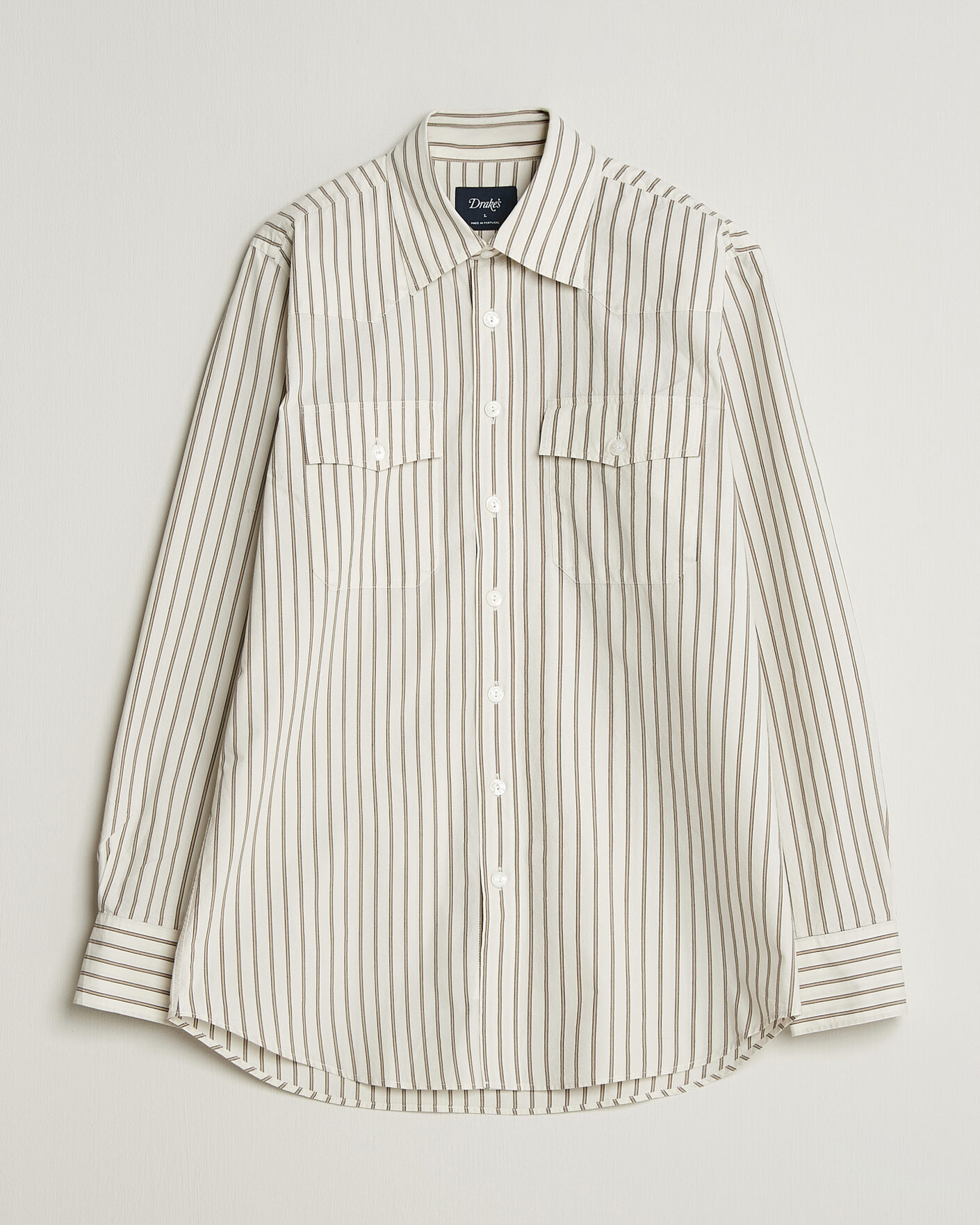 Herr | Skjortor | Drake's | Striped Western Shirt White