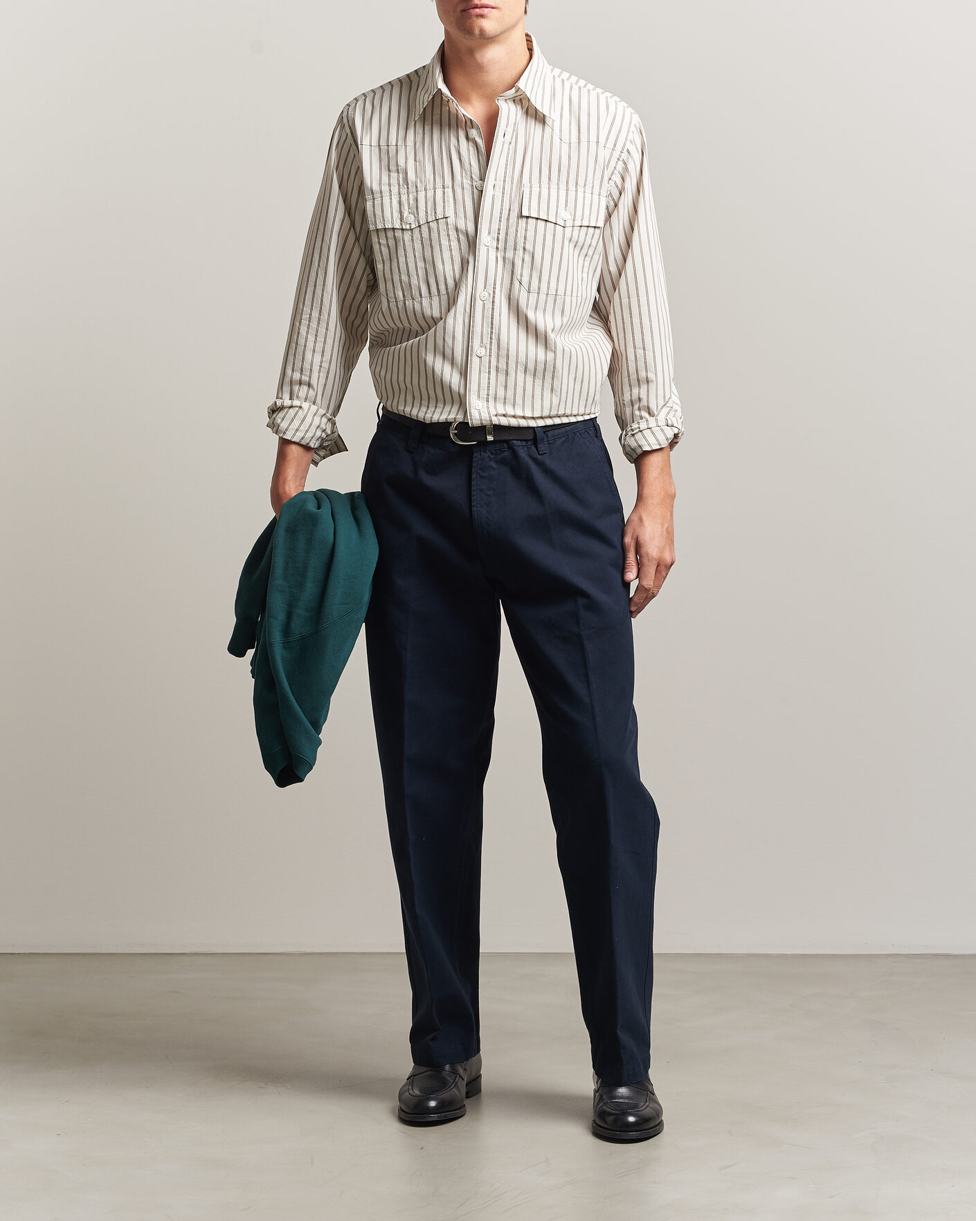 Herr | Skjortor | Drake's | Striped Western Shirt White