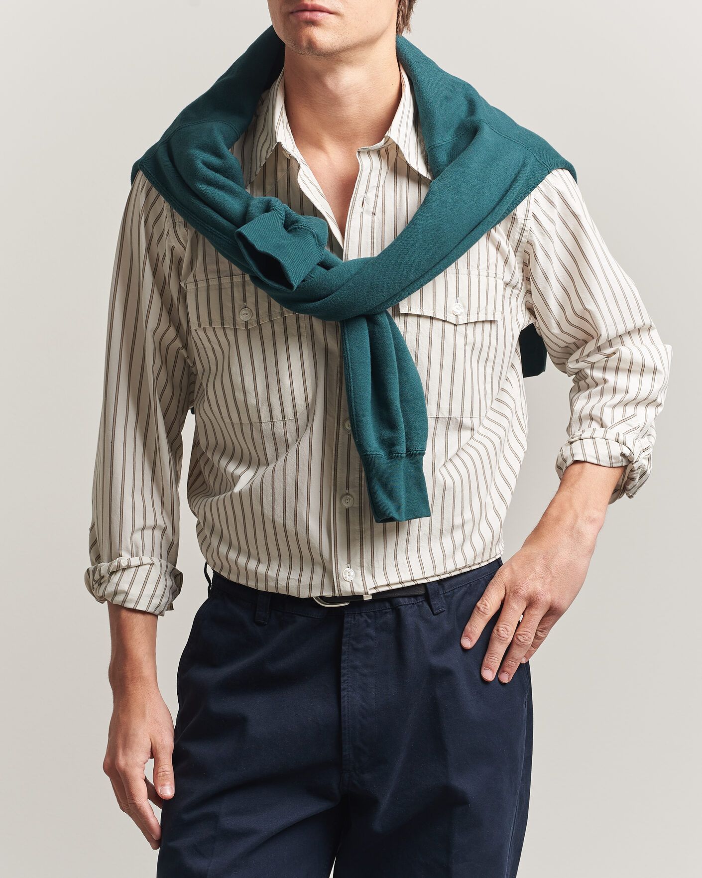 Herr | Skjortor | Drake's | Striped Western Shirt White