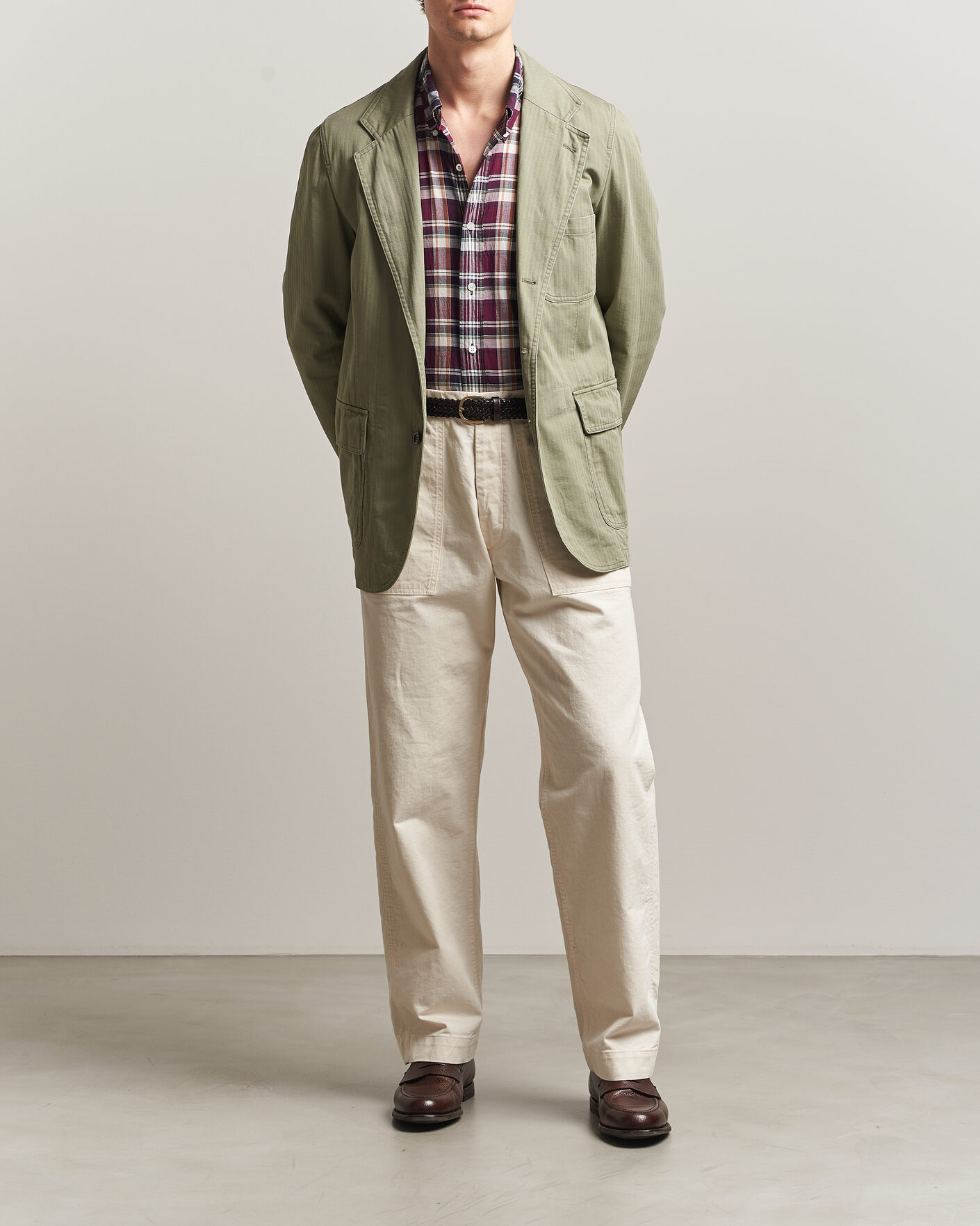 Herr | Kavajer | Drake's | MKI Herringbone Games Blazer Olive