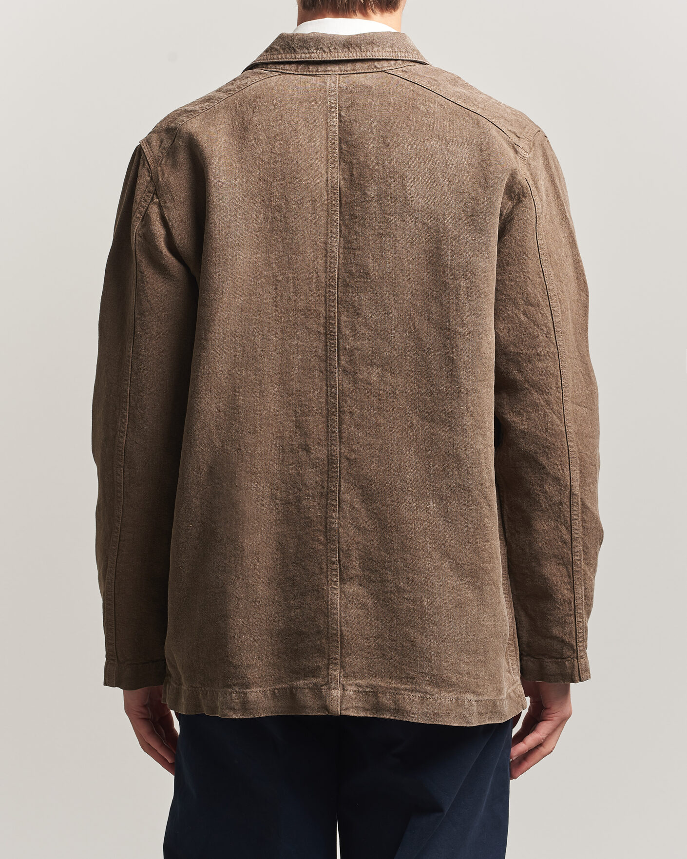 Herr | Jackor | Drake's | Heavy Linen Chore Jacket Brown